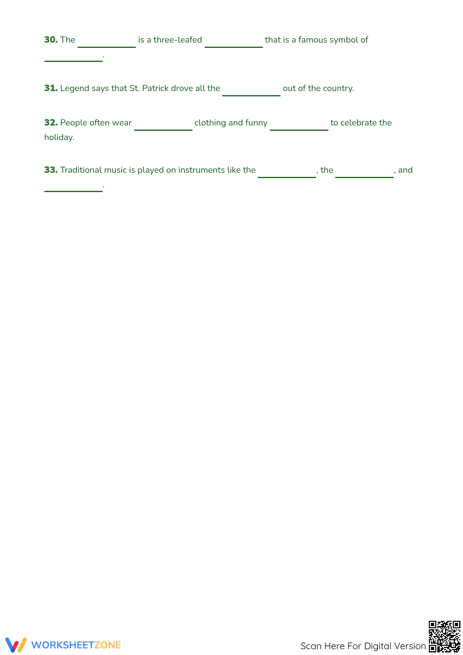 Grade 5 St. Patrick's Day Vocabulary — Printable Worksheet - Page 4