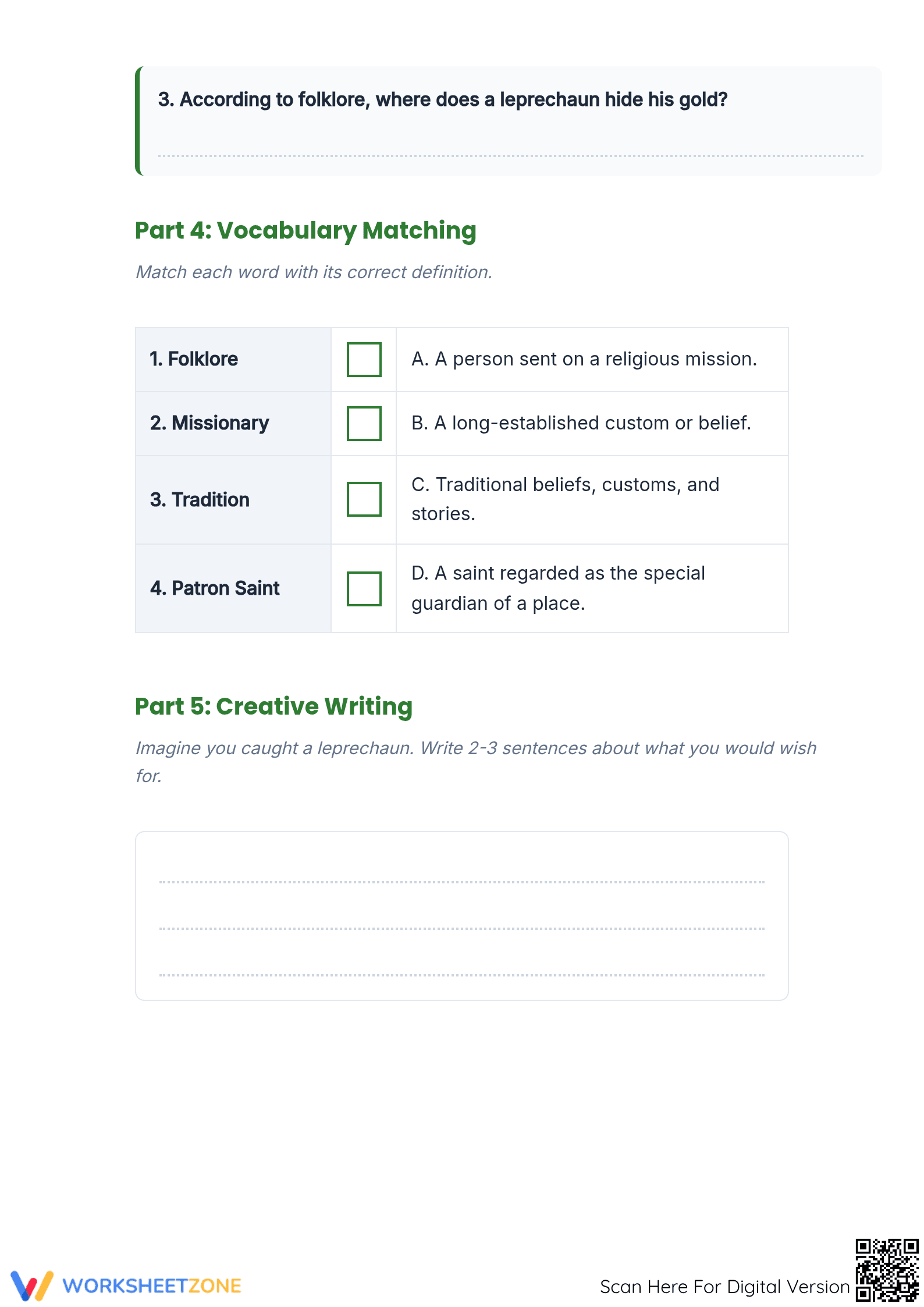 Printable St. Patrick's Day Cloze Worksheet | Grade 5 ELA - Page 3
