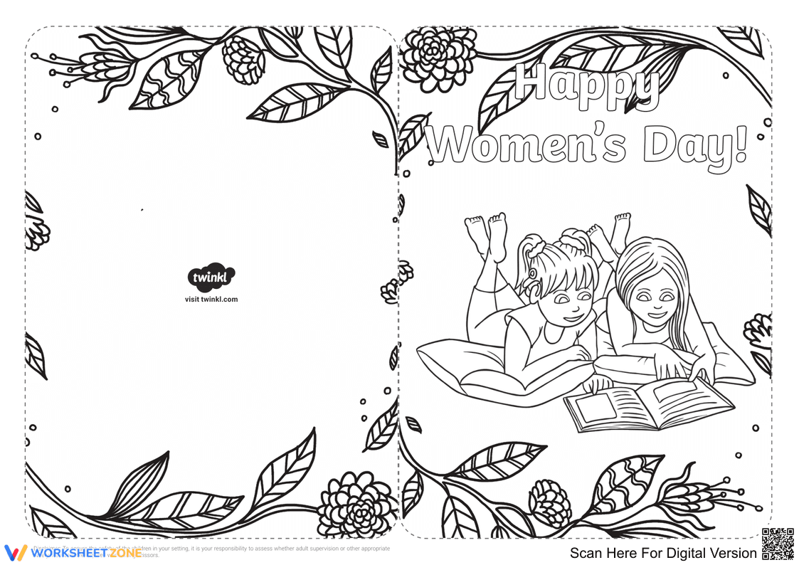 Create Women's Day Cards: Coloring Templates - Page 3