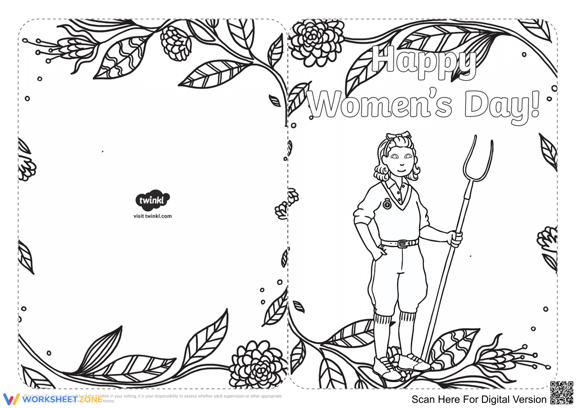 Create Women's Day Cards: Coloring Templates - Page 9