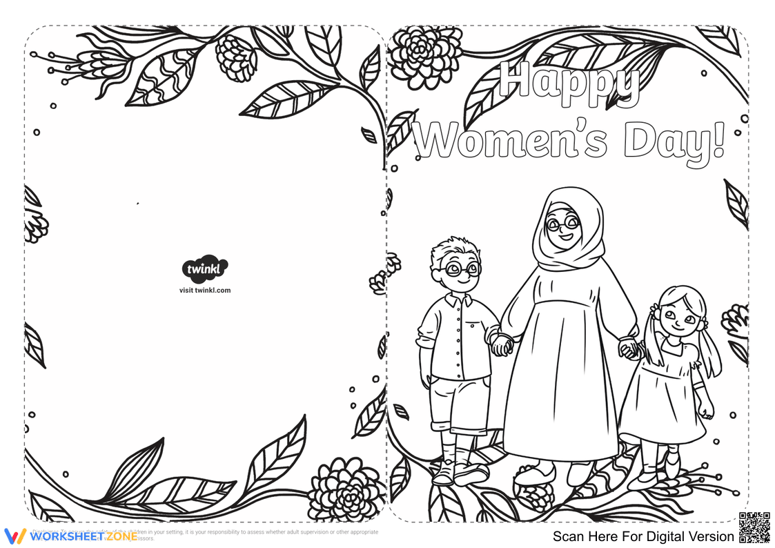 Create Women's Day Cards: Coloring Templates - Page 10