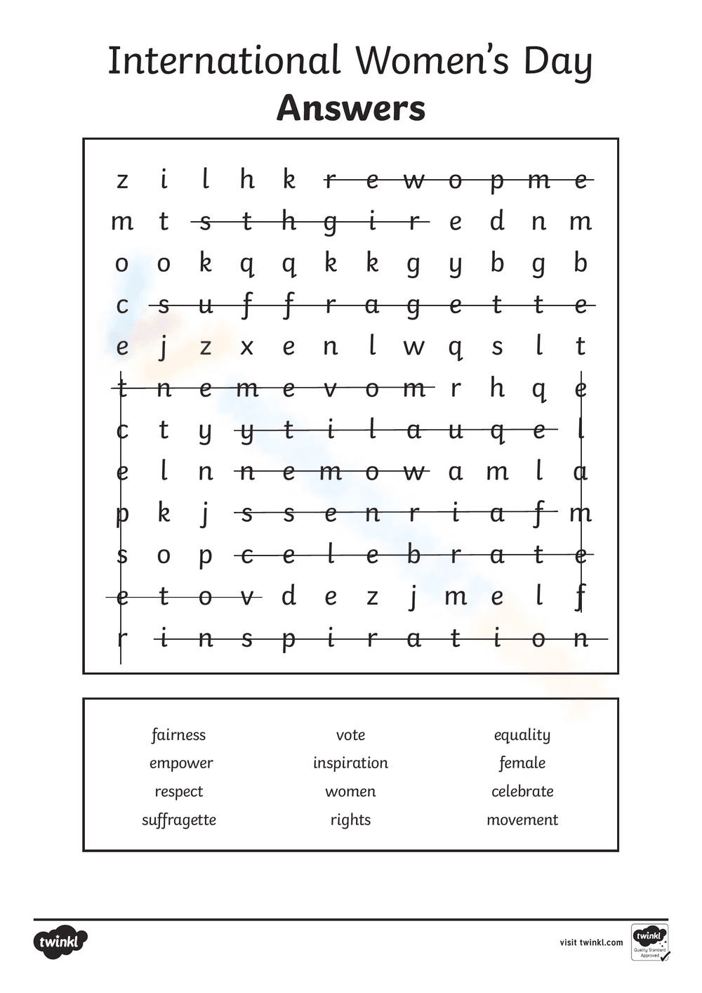International Women's Day Word Search Activity - Page 2