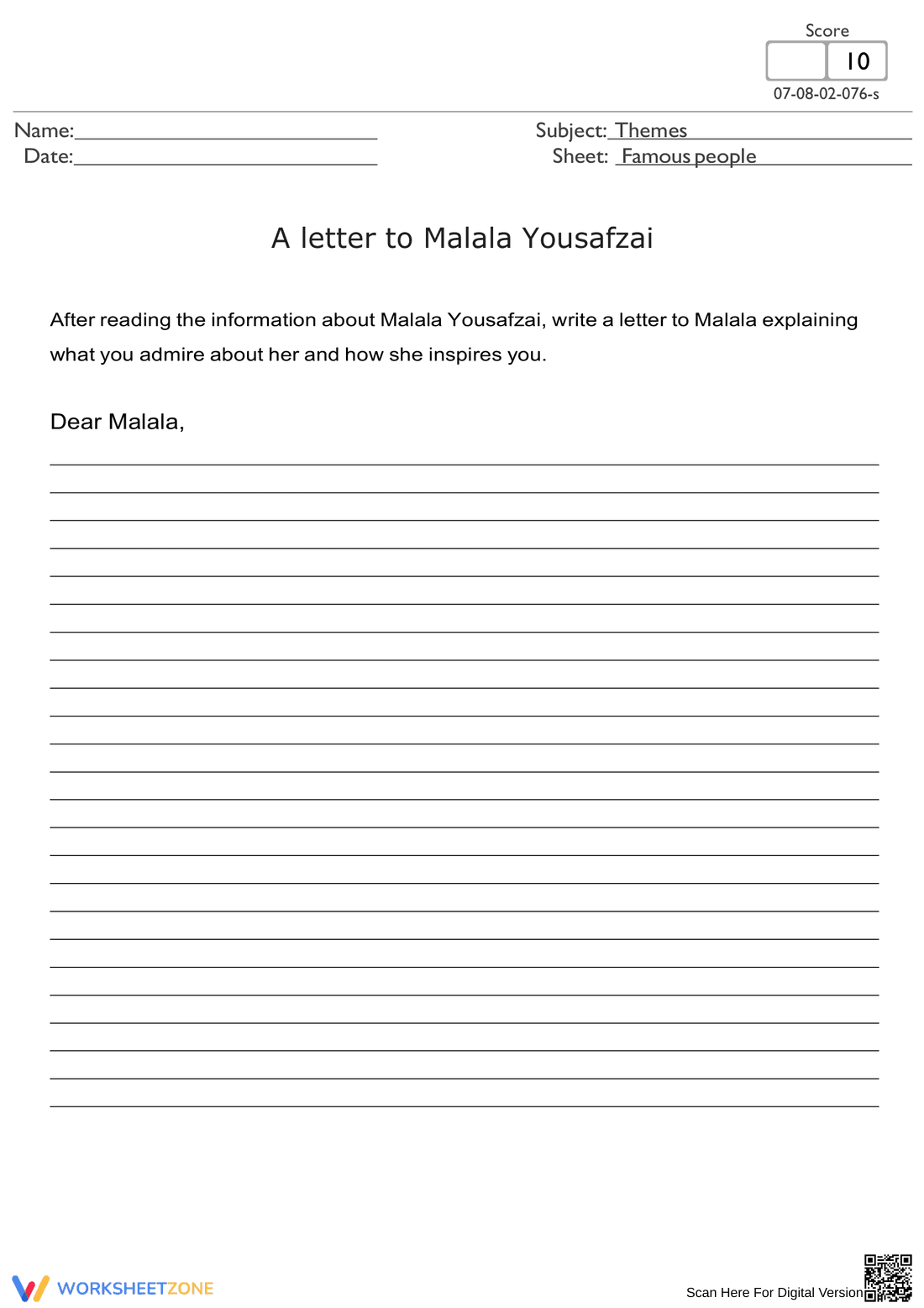 Women's Day: Malala Yousafzai Worksheet - Page 2