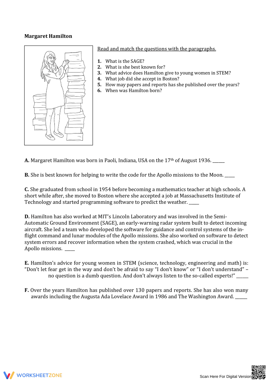 Famous Space Women Worksheet | Grade 5-8 Essential - Page 2