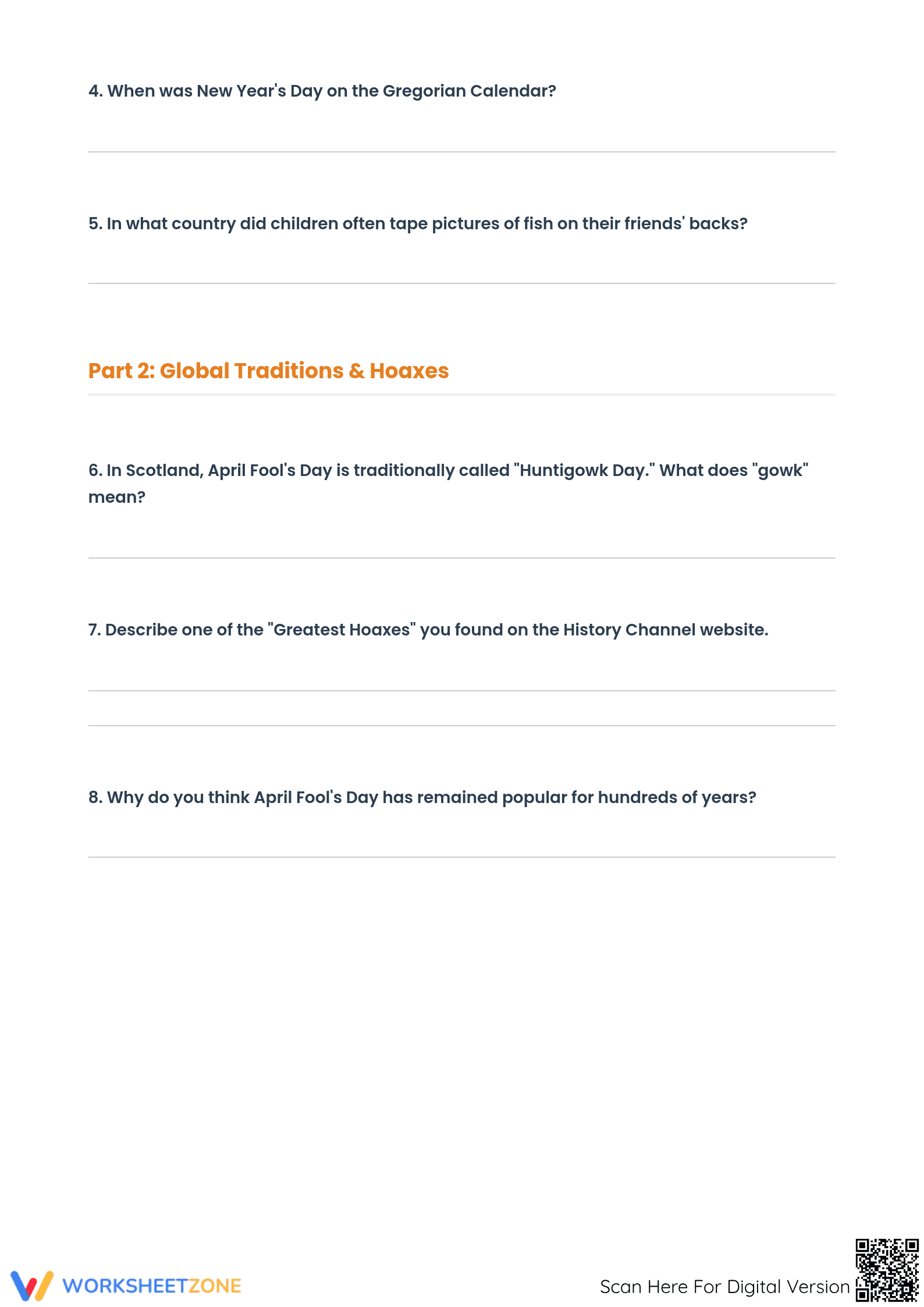 Grade 6 April Fools' Day — Printable No-Prep Worksheet - Page 2