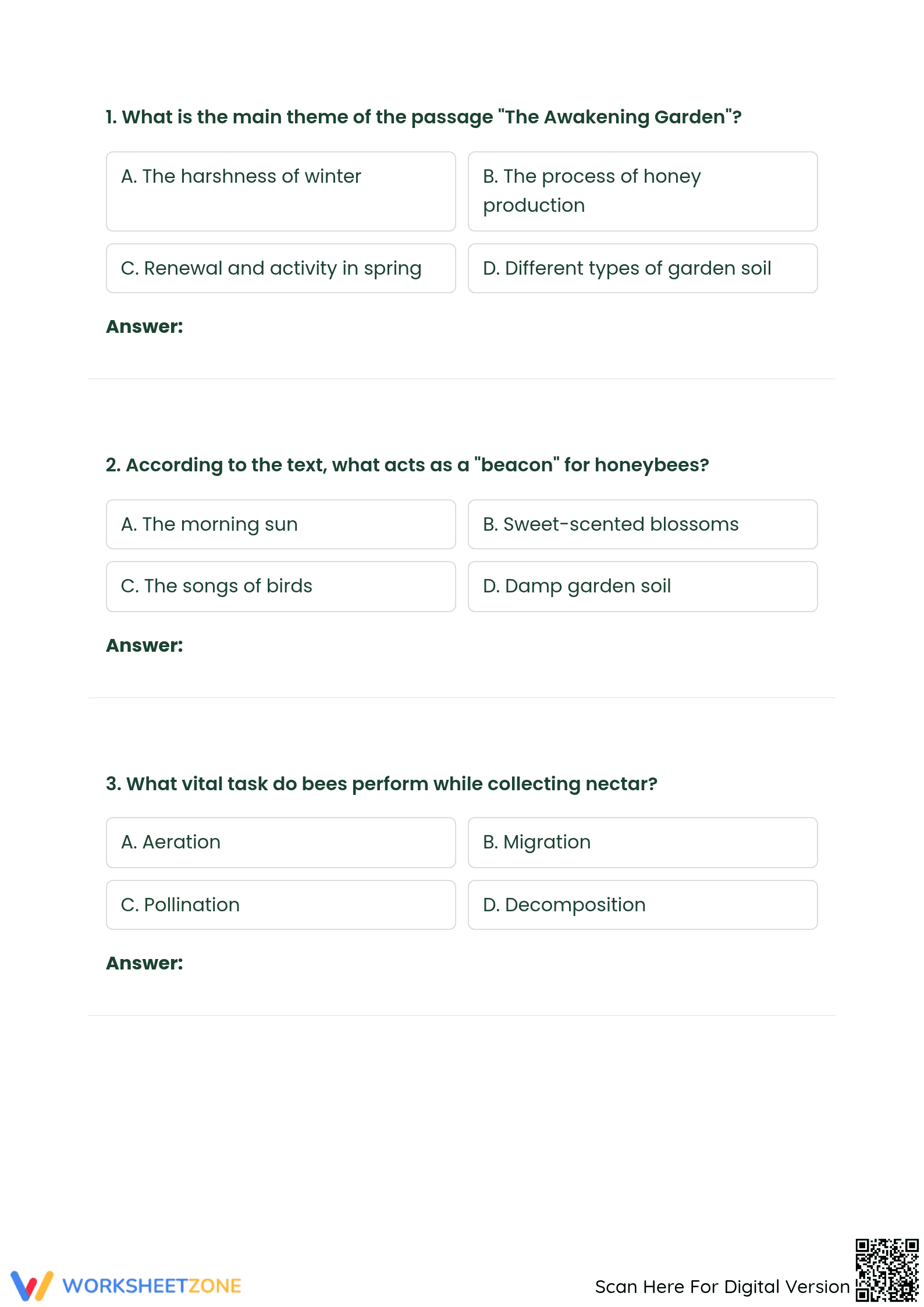 Essential Spring Reading & Science Worksheet | Grade 4 - Page 3