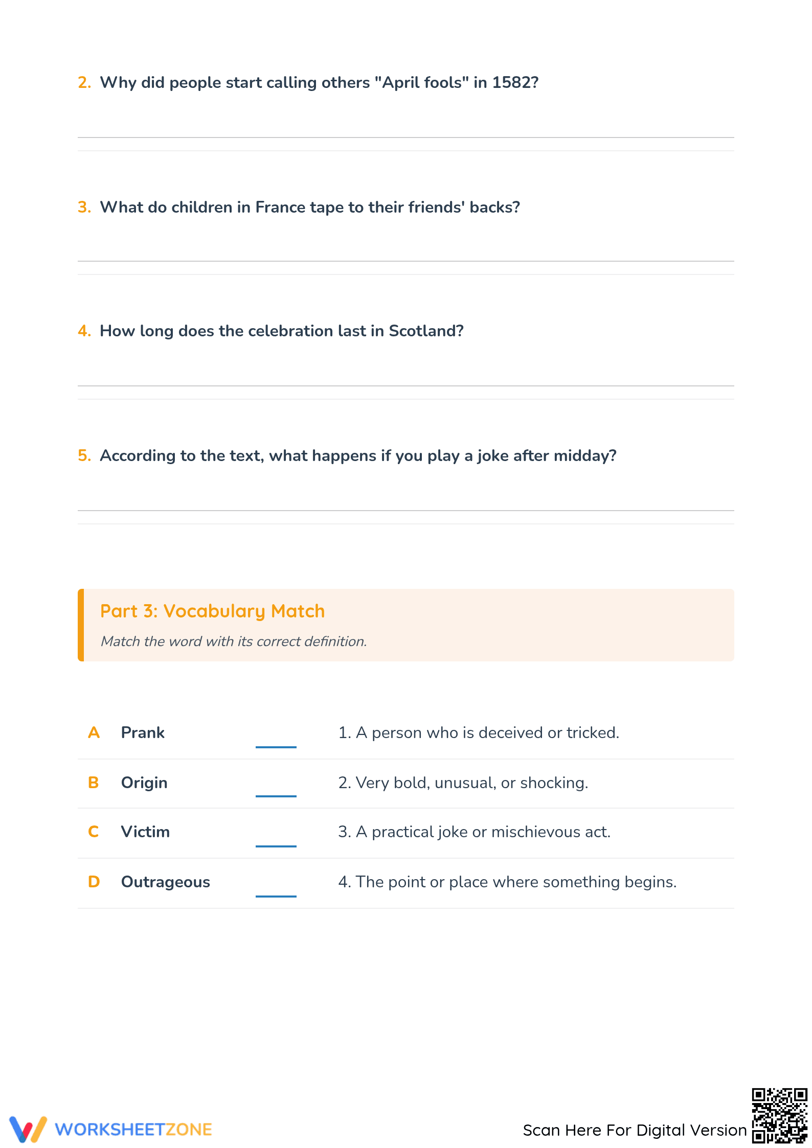 All Fools' Day Reading | Essential Grade 4 History Worksheet - Page 3