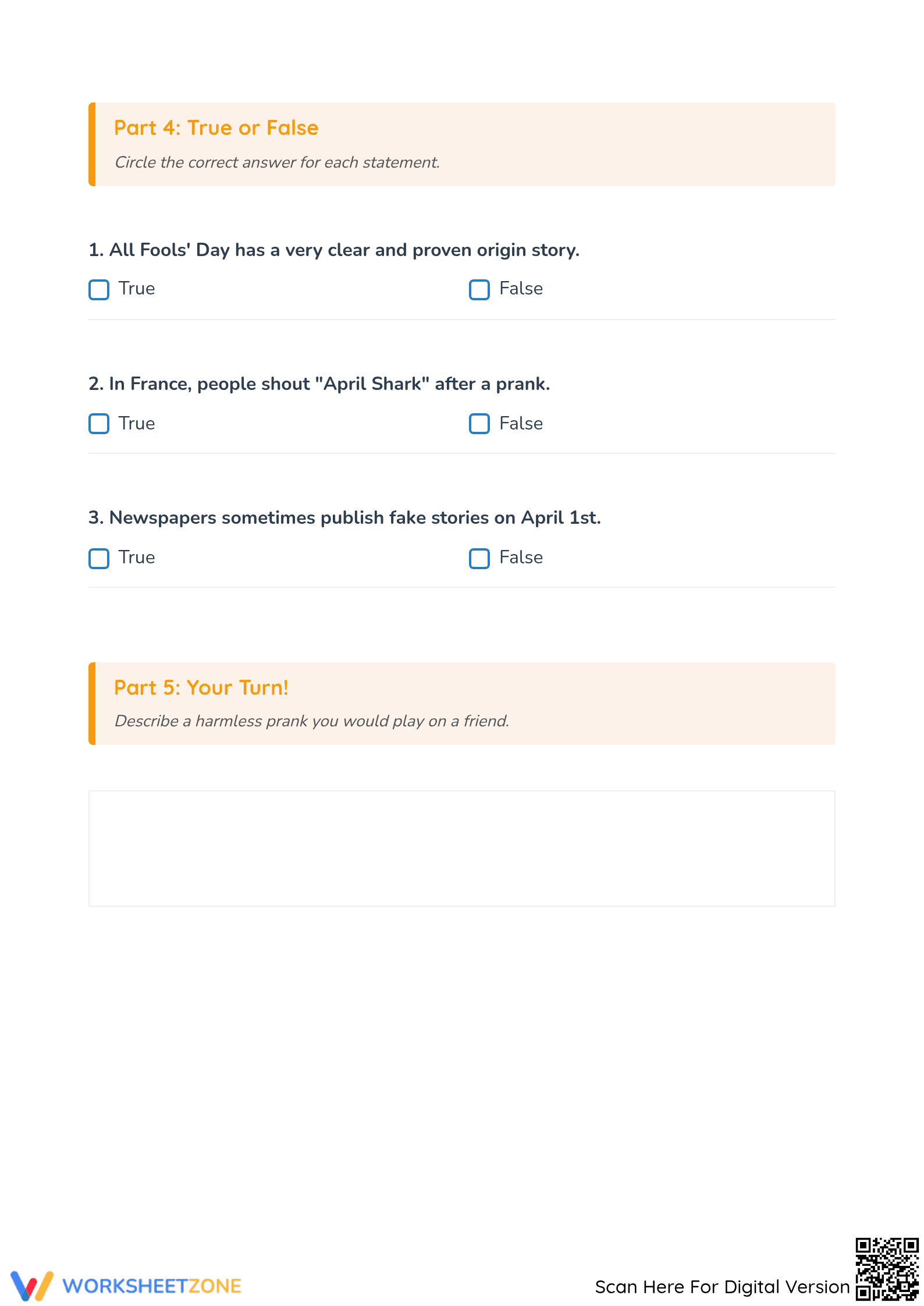 All Fools' Day Reading | Essential Grade 4 History Worksheet - Page 4