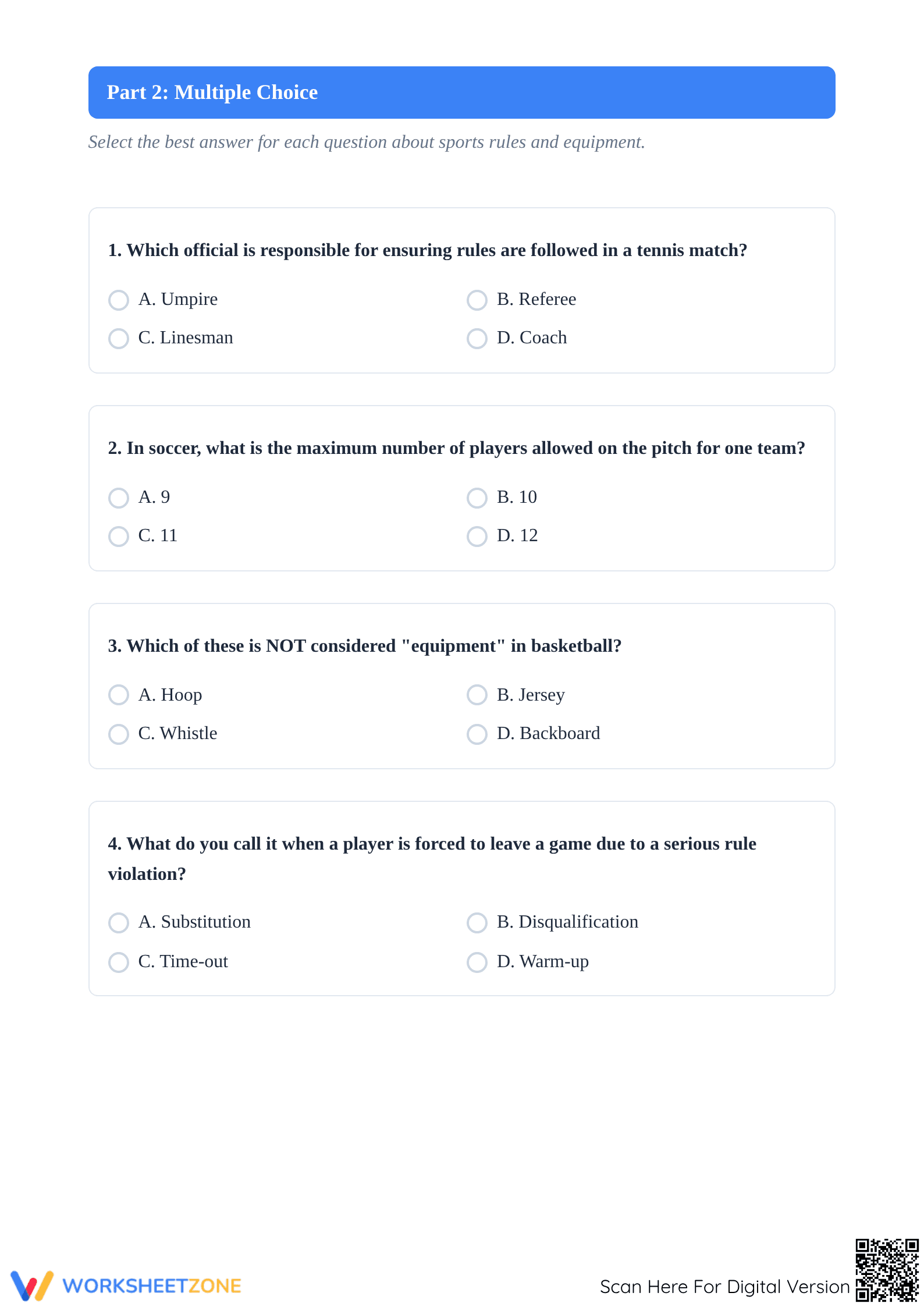 Essential Sports Vocabulary Worksheet | Grade 9-10 ELA - Page 2