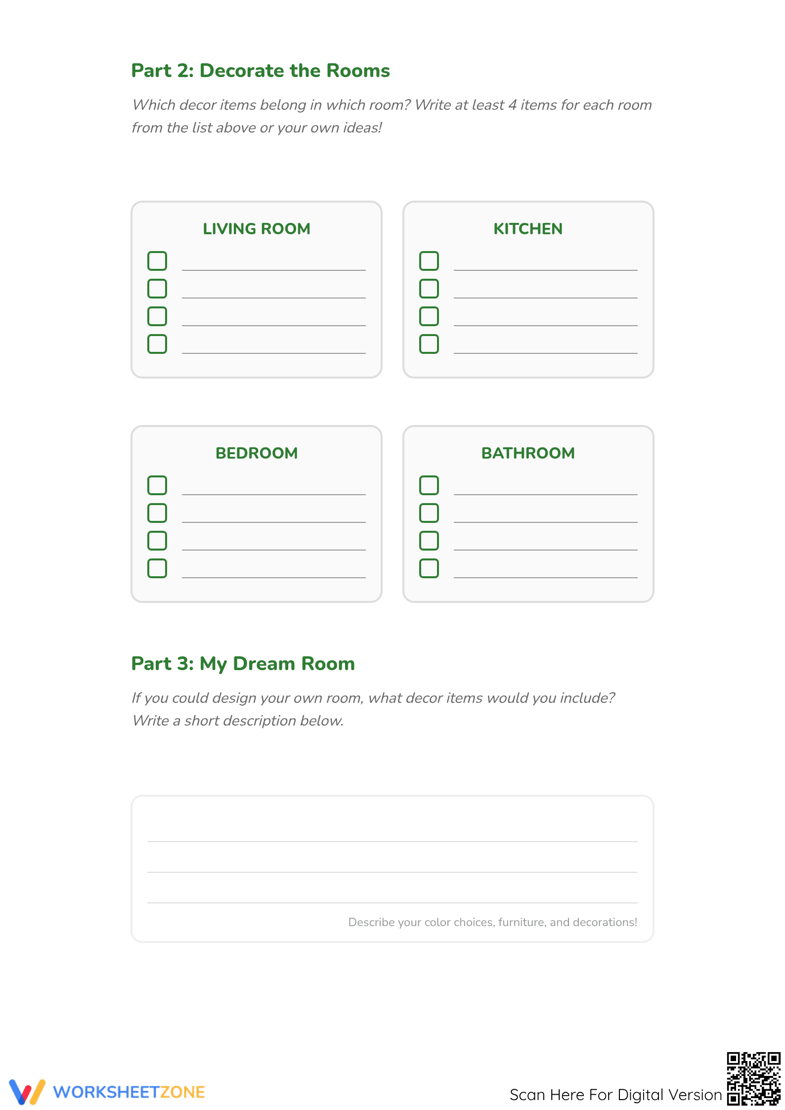 Home Decor Worksheet | Grade 3 Essential Vocabulary - Page 3