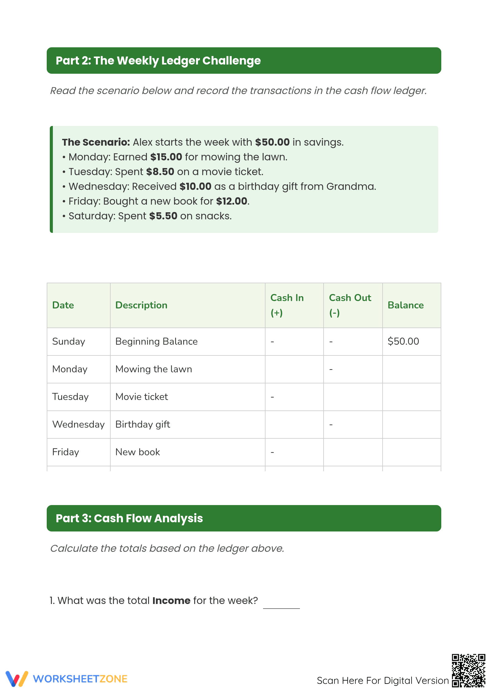 Grade 6-7 Cash Flow Worksheet | Printable Essential Guide - Page 2