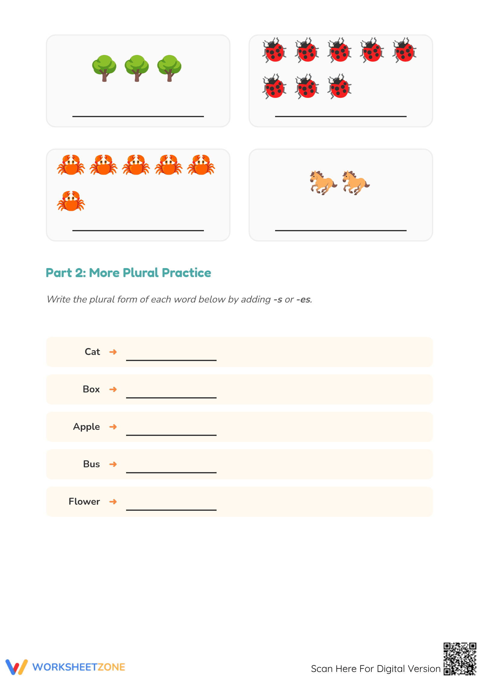 Plural Nouns Printable Worksheet | Grade 1 ELA - Page 2