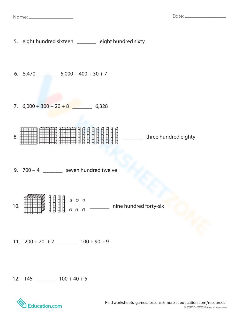 Place Value Practice Worksheet - Page 2