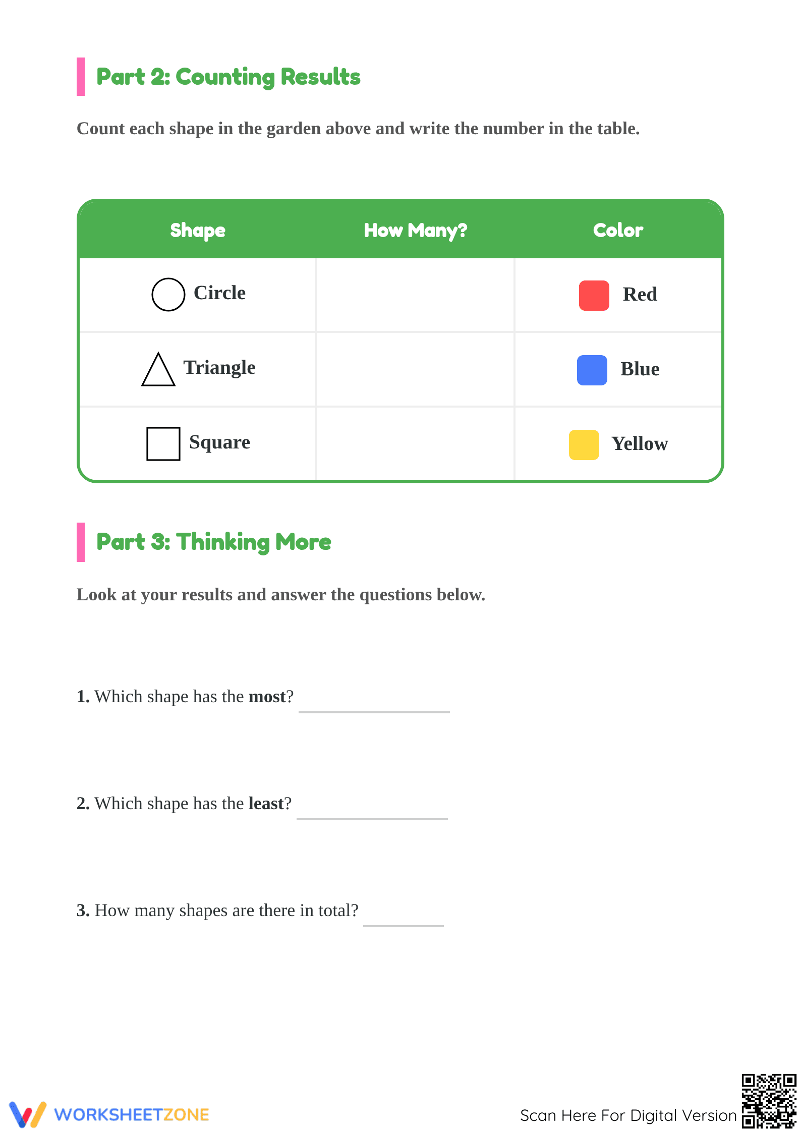 Printable Sorting & Counting Shapes Assessment | Grade K - Page 2