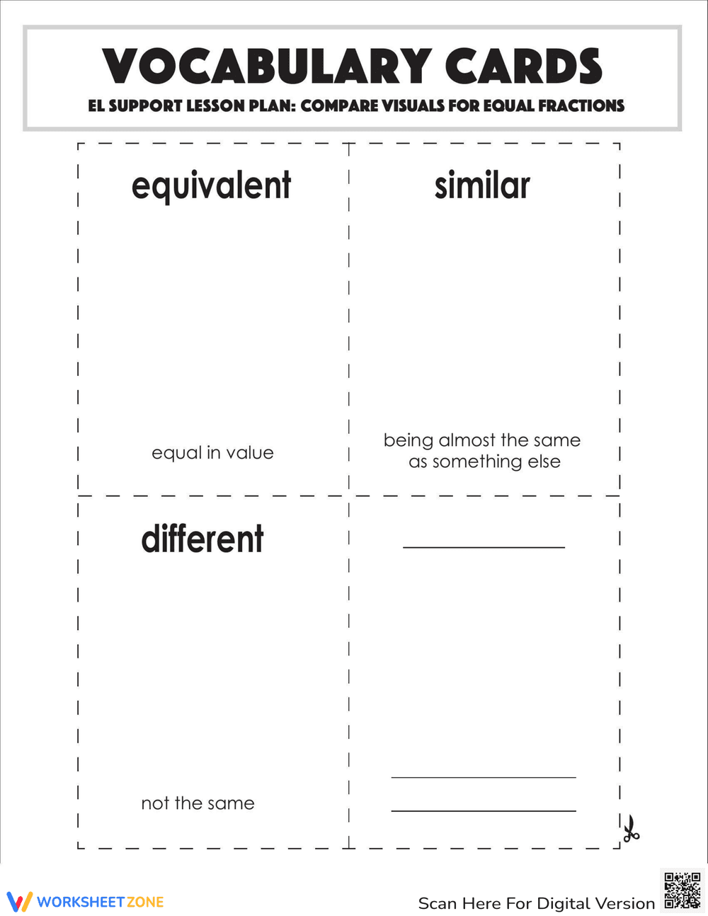 Compare Visuals for Equal Fractions Vocabulary - Page 2
