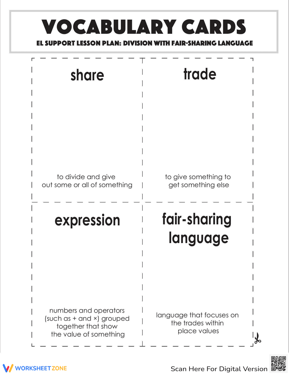 Fair Sharing: Division Vocabulary Cards - Page 2