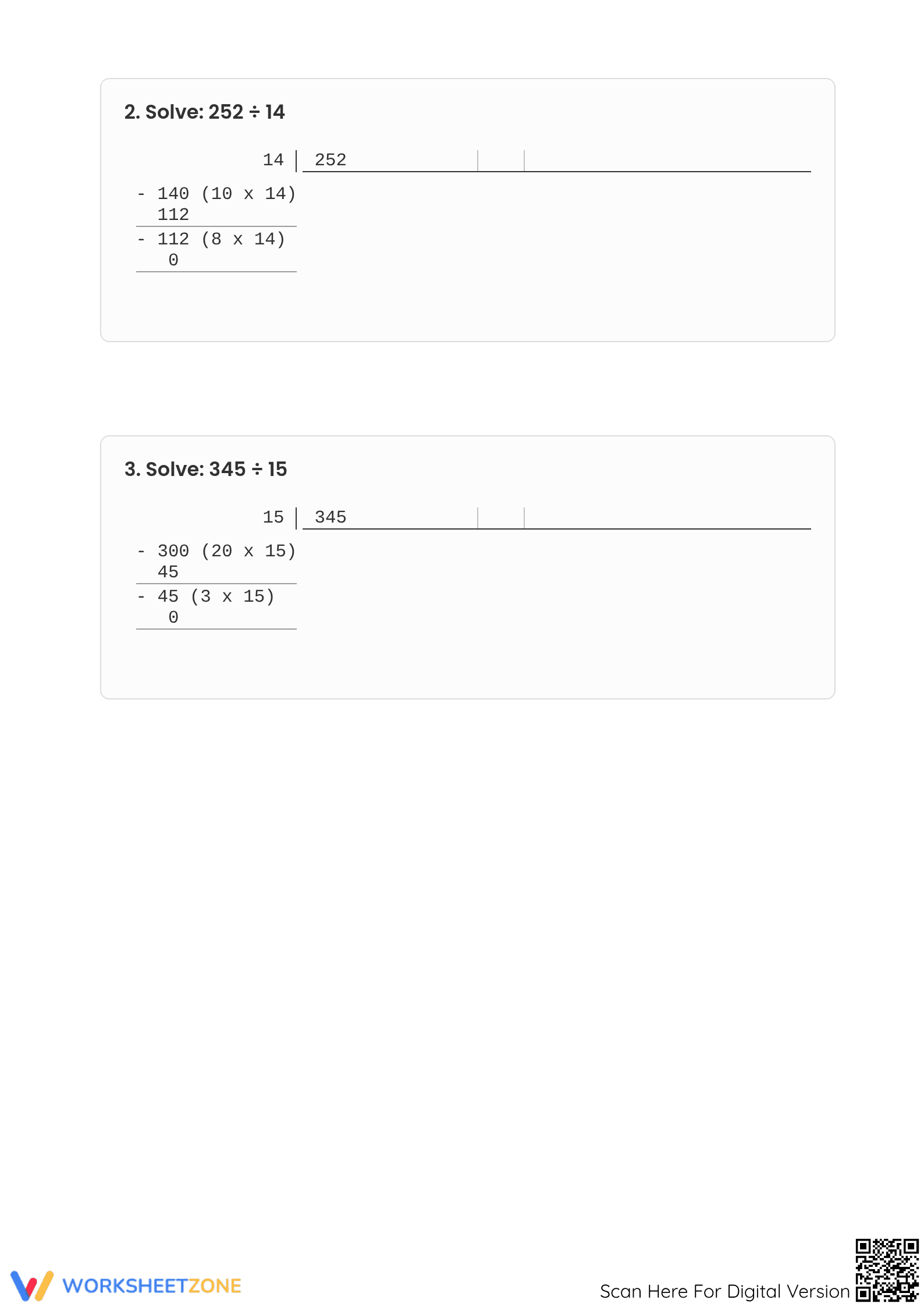 Partial Quotients Division Worksheet | Grade 4-5 Essential - Page 2