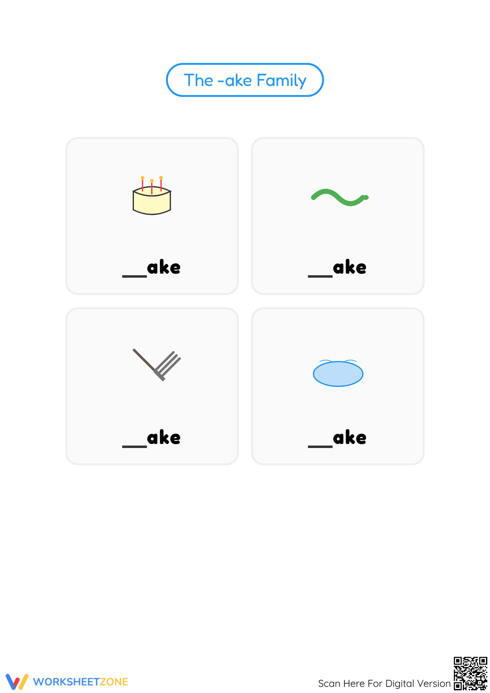 Printable Rhymes with -ake Phonics Book | Kindergarten ELA - Page 2