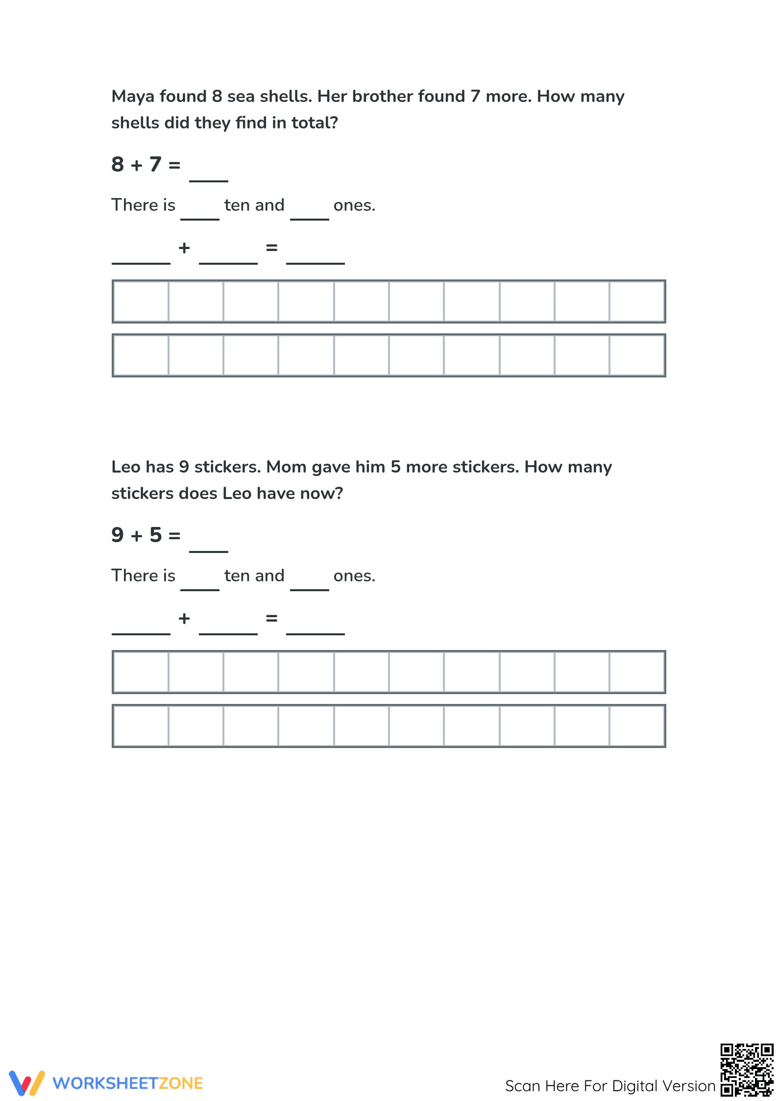 Printable Addition with Tens Sticks Worksheet | Grade 1 - Page 3