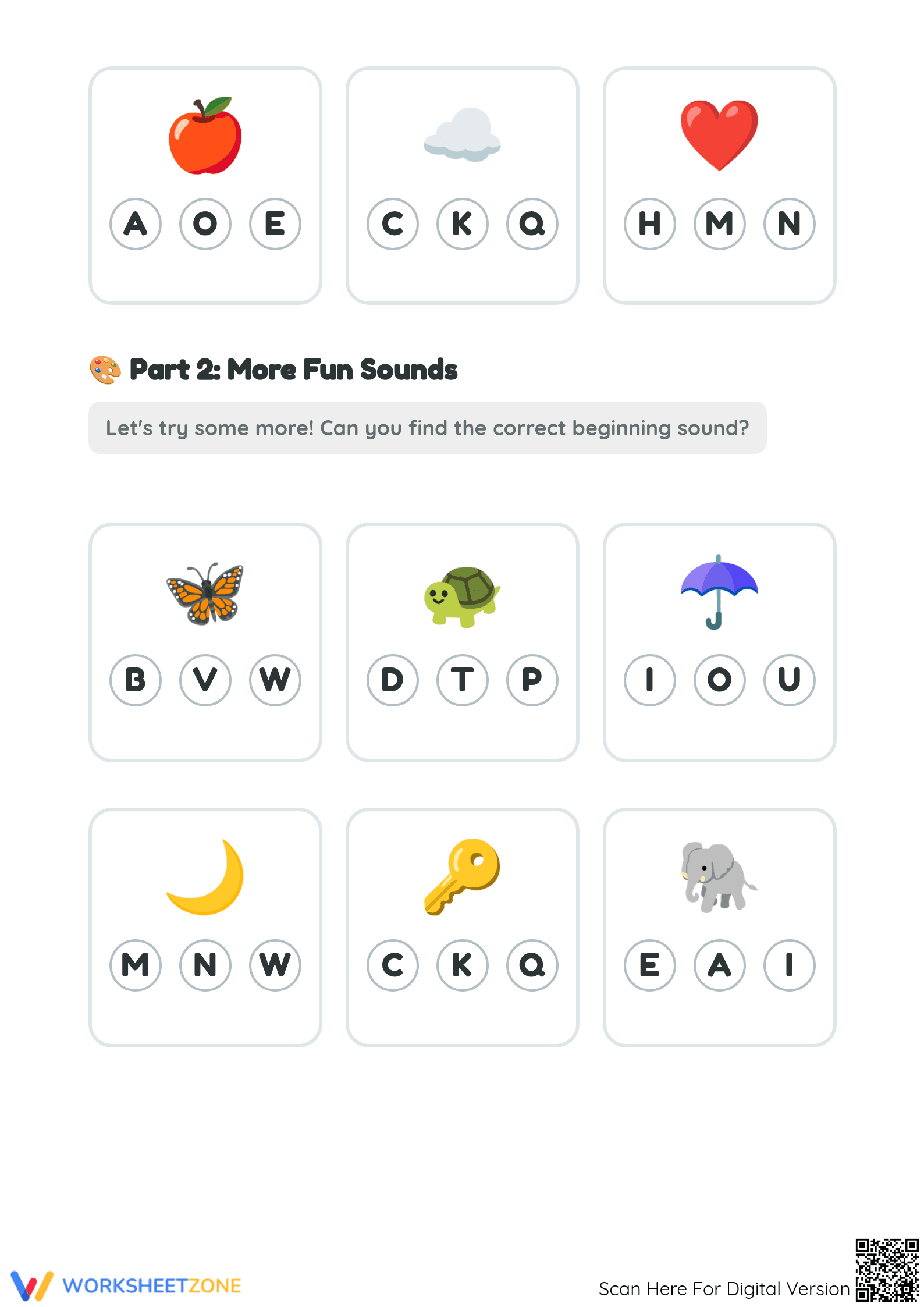Printable Beginning Sounds Worksheet | Kindergarten Phonics - Page 2