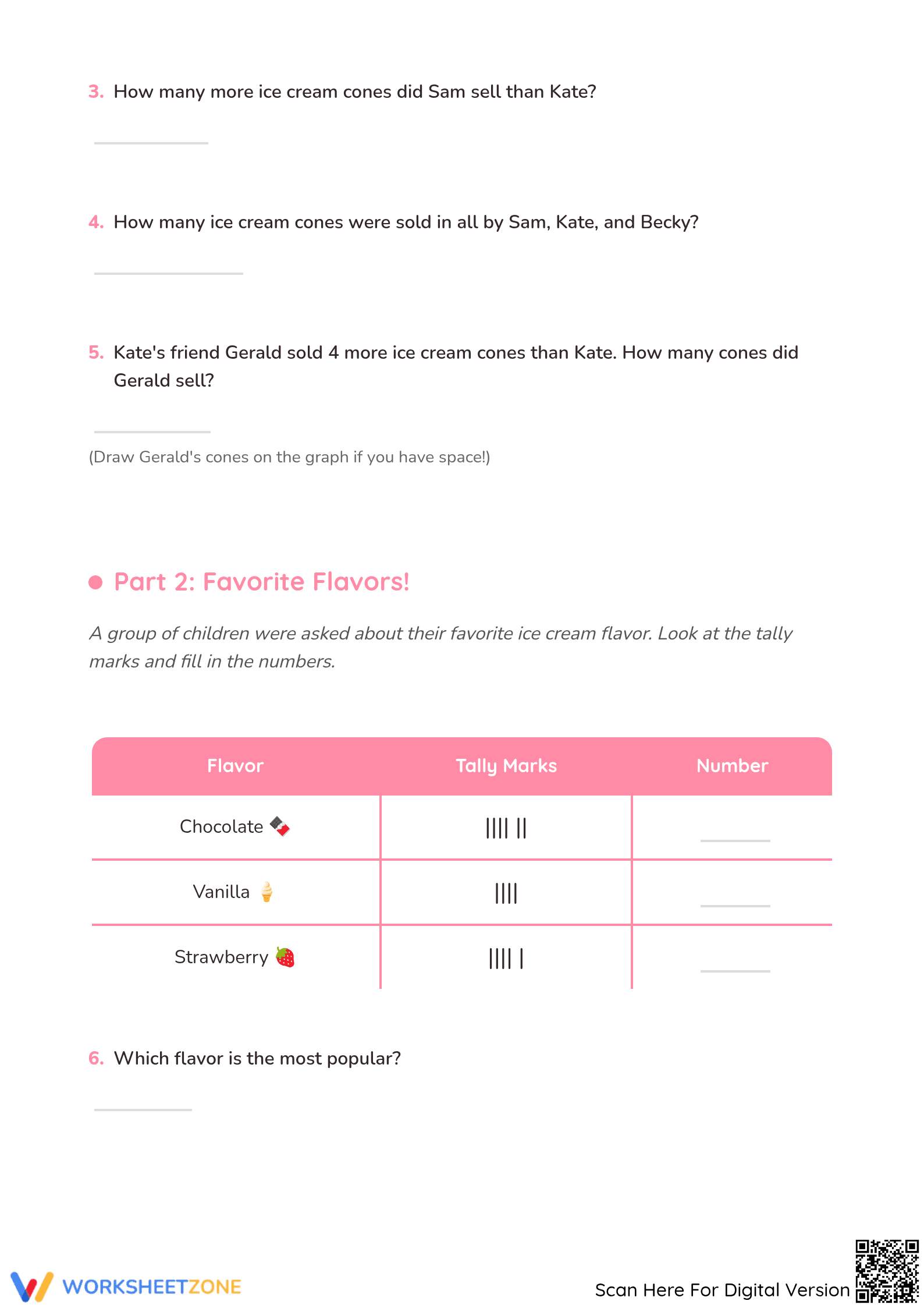 Printable Ice Cream Graph Worksheet | Grade 2 Math - Page 2