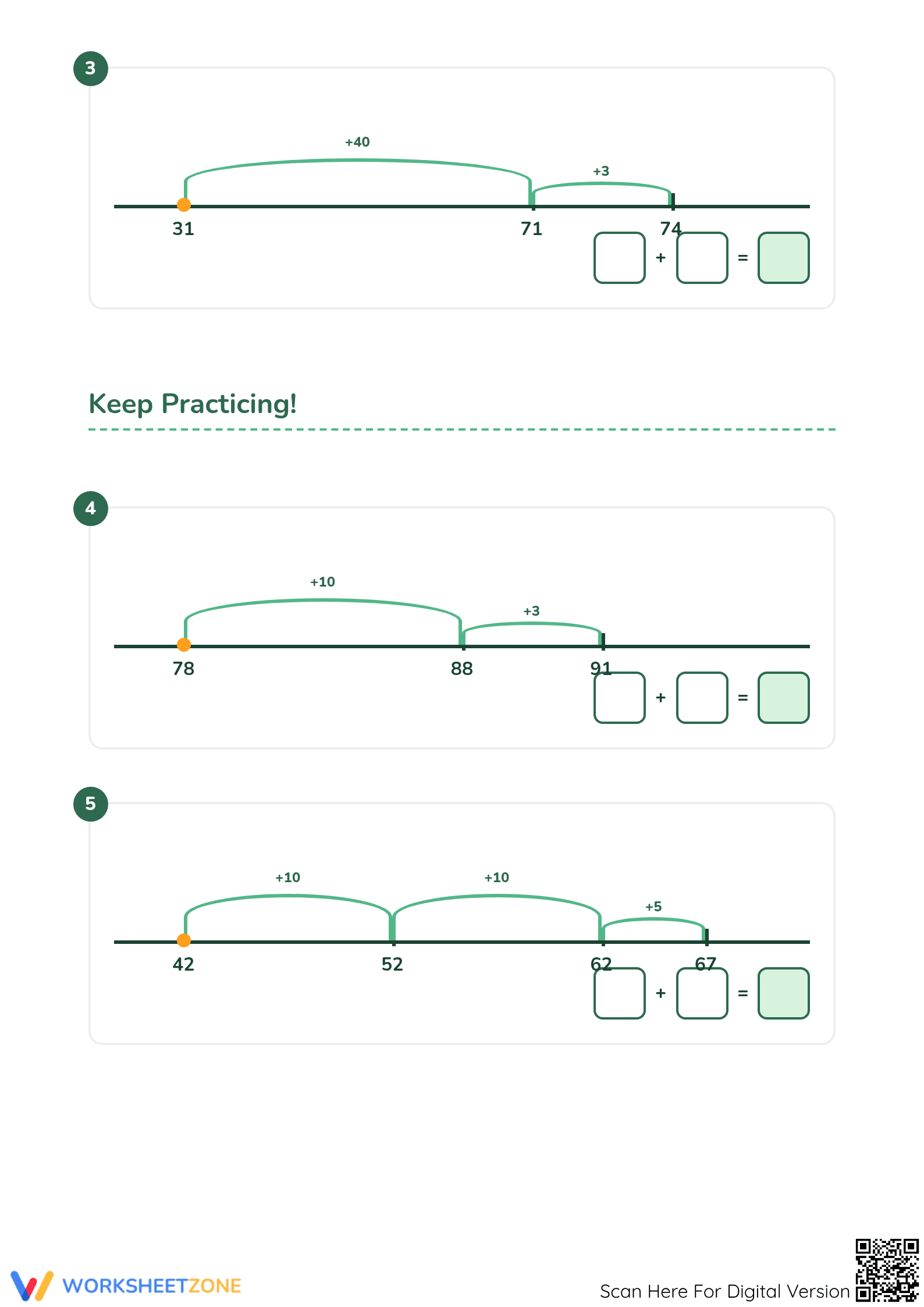 Essential Number Line Addition Worksheet | Grade 1 Math - Page 2