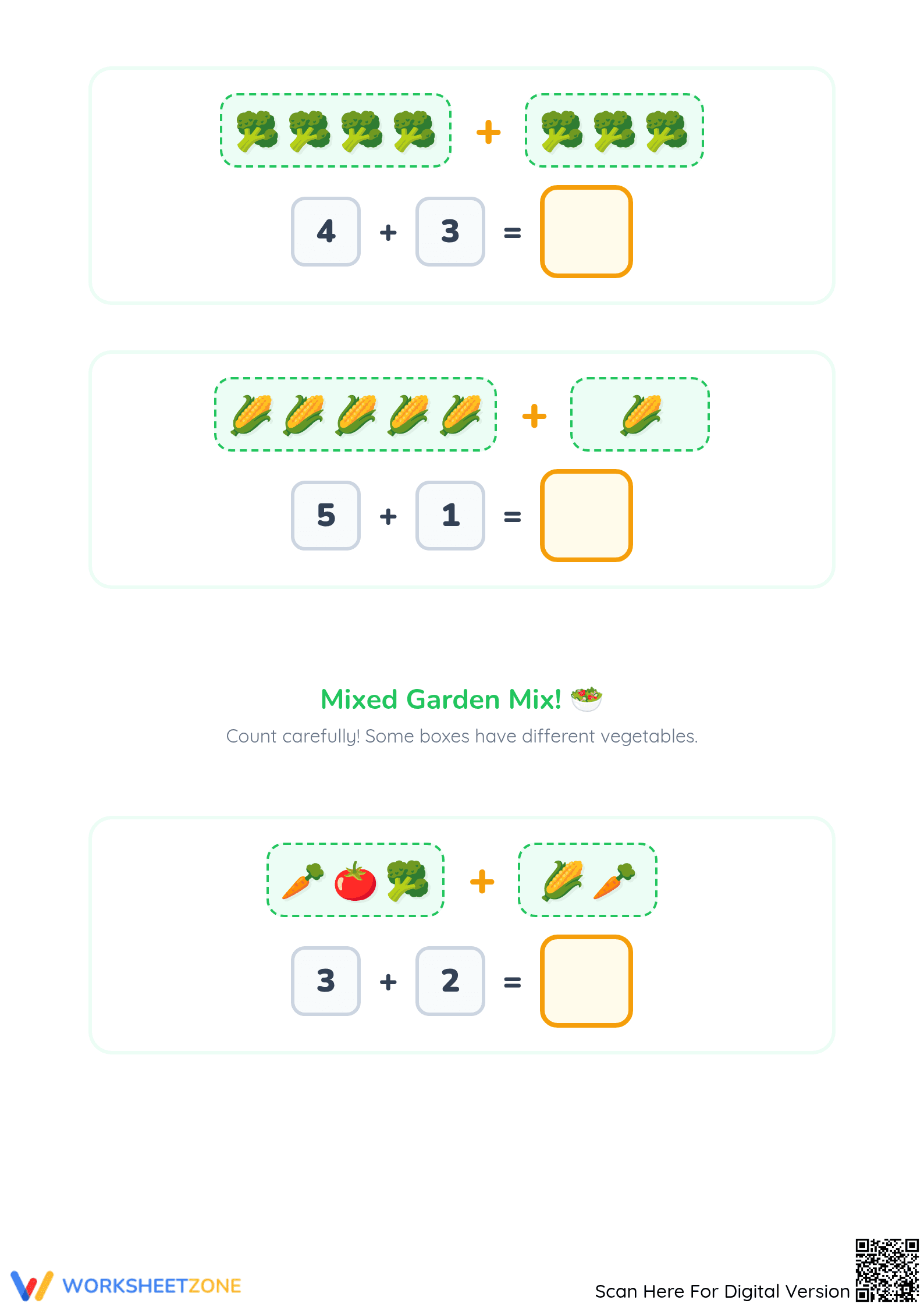 Printable Garden Addition: Visual Sums within 10 Worksheet - Page 2