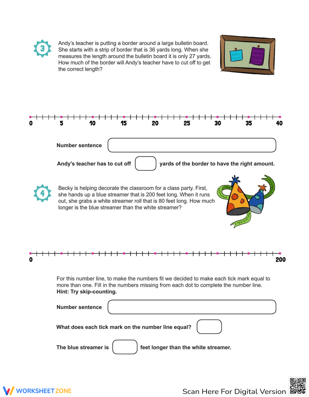 Mixed Review Multi-Step Problems Using A Number Line - Page 2