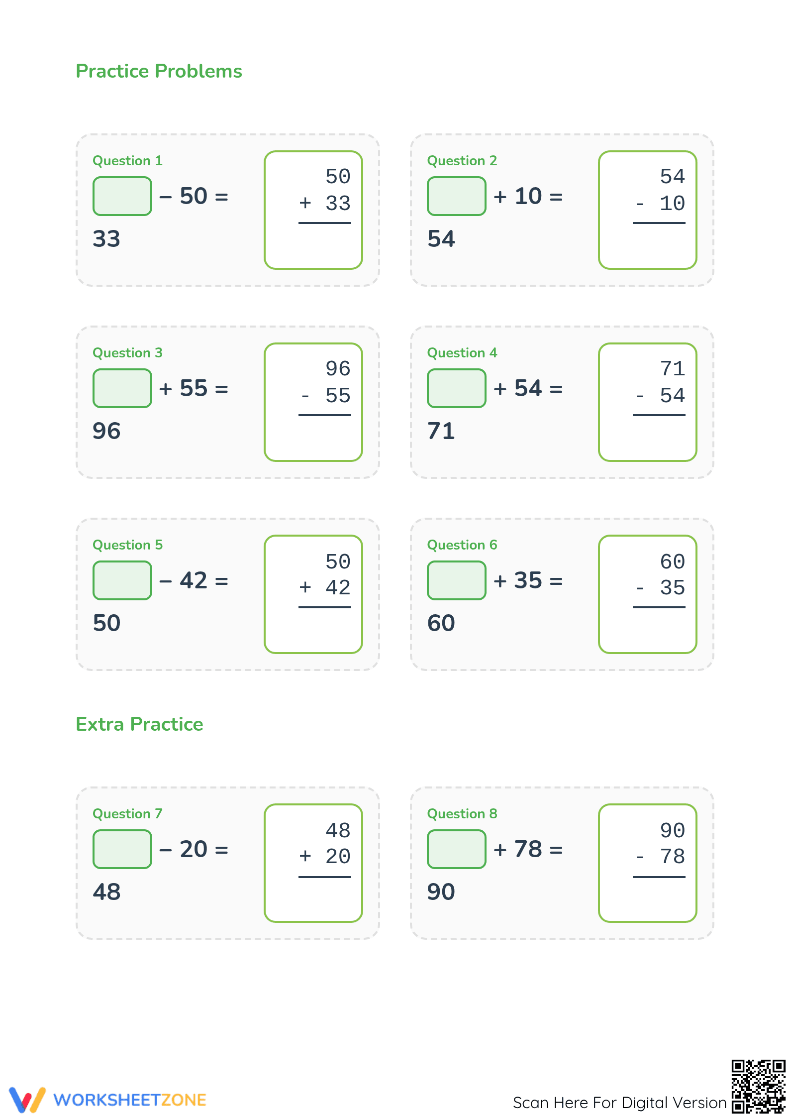 Printable Find the Missing Numbers Worksheet | Grade 2 Math - Page 2