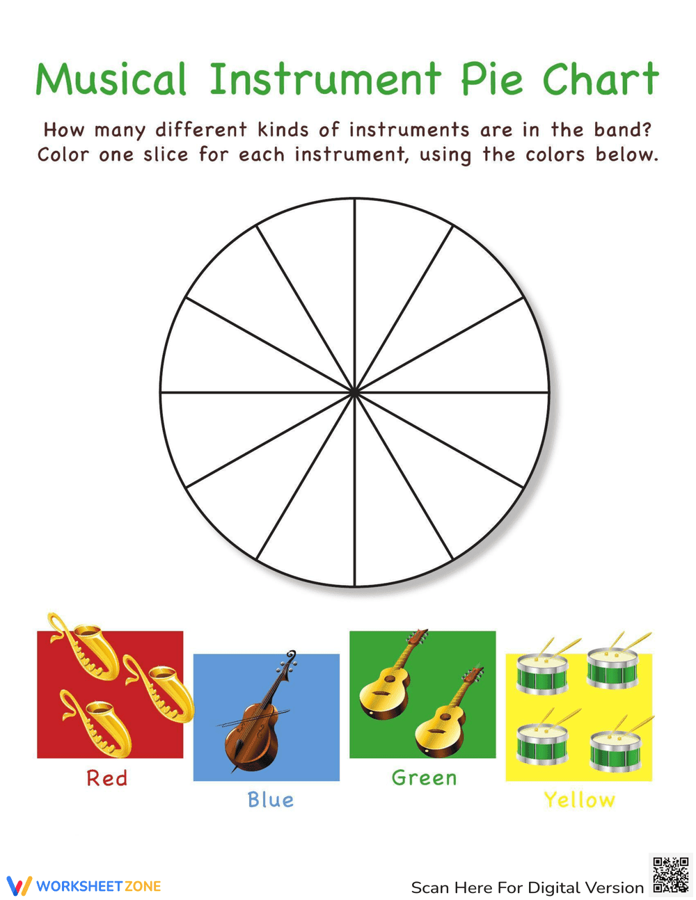 Musical Instruments Pie Chart Worksheet - Page 2