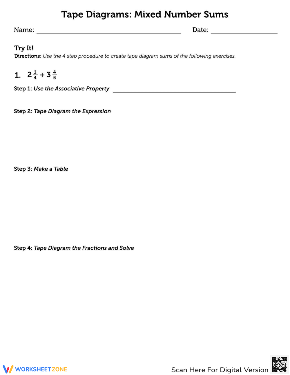 Fractions with Tape Diagrams Worksheet - Page 2