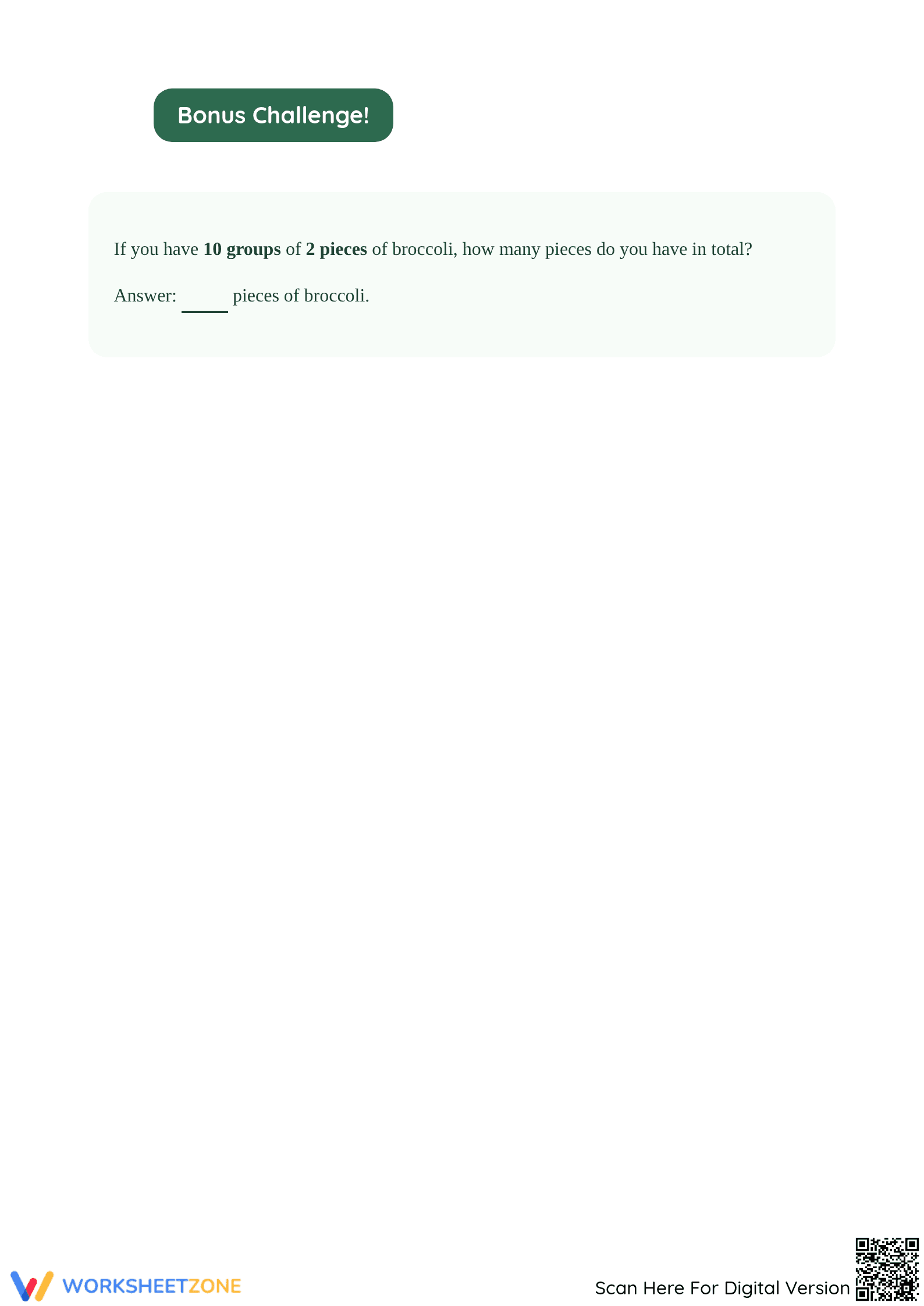 Printable Multiplication Groups: Broccoli — Grade 3 - Page 4