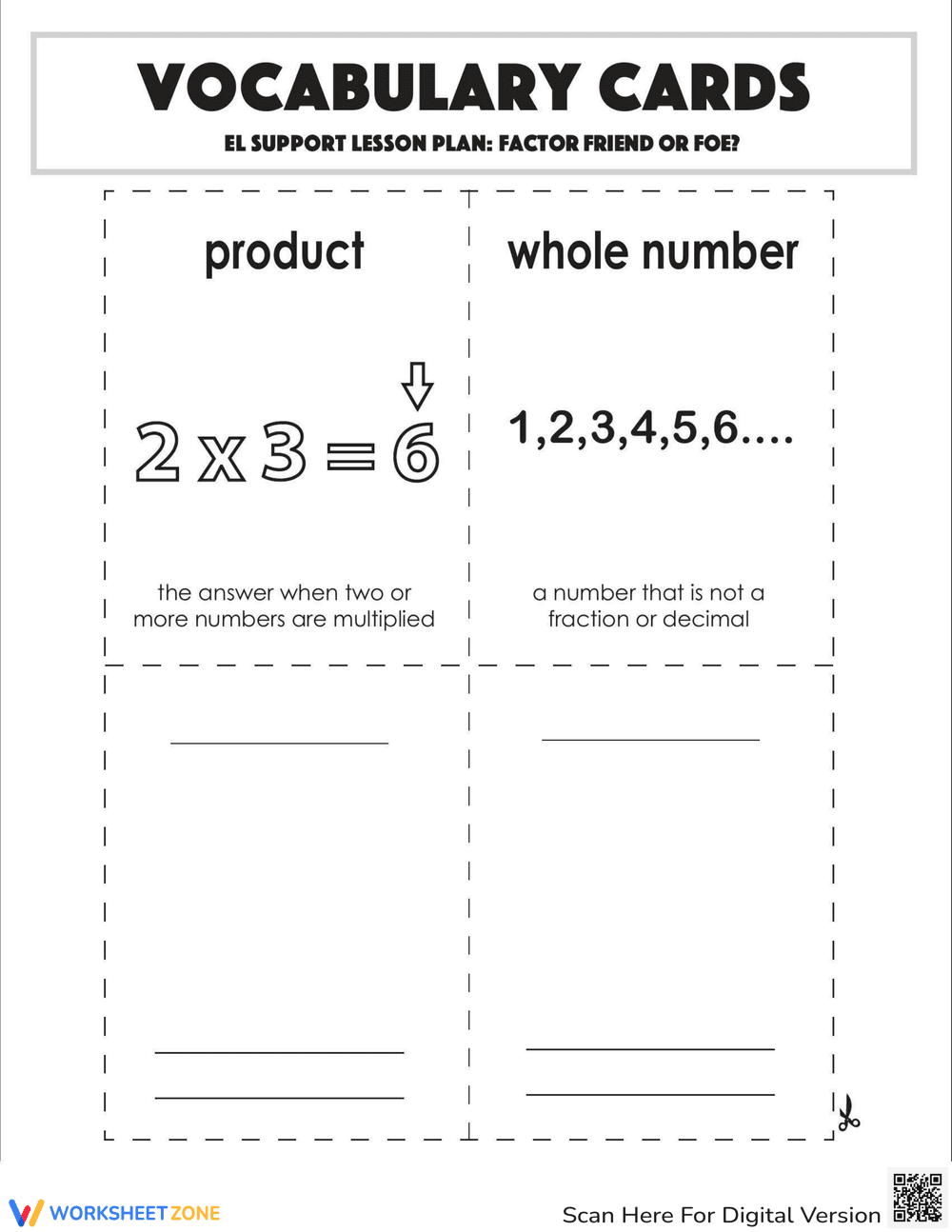 Vocabulary Cards: Factor Friend or Foe? - Page 2