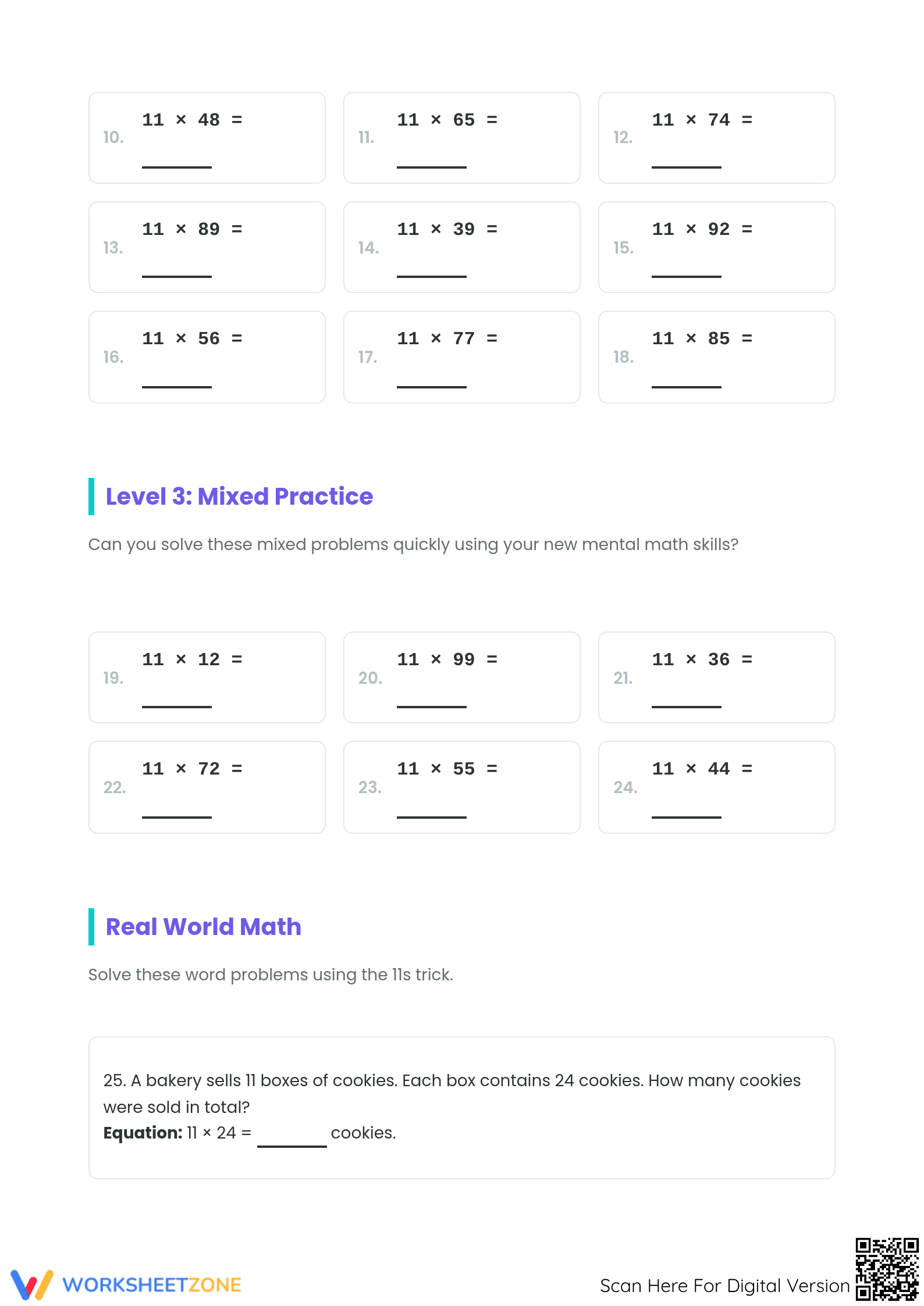 Printable Multiply by 11 Trick Worksheet | Grade 3 Math - Page 3