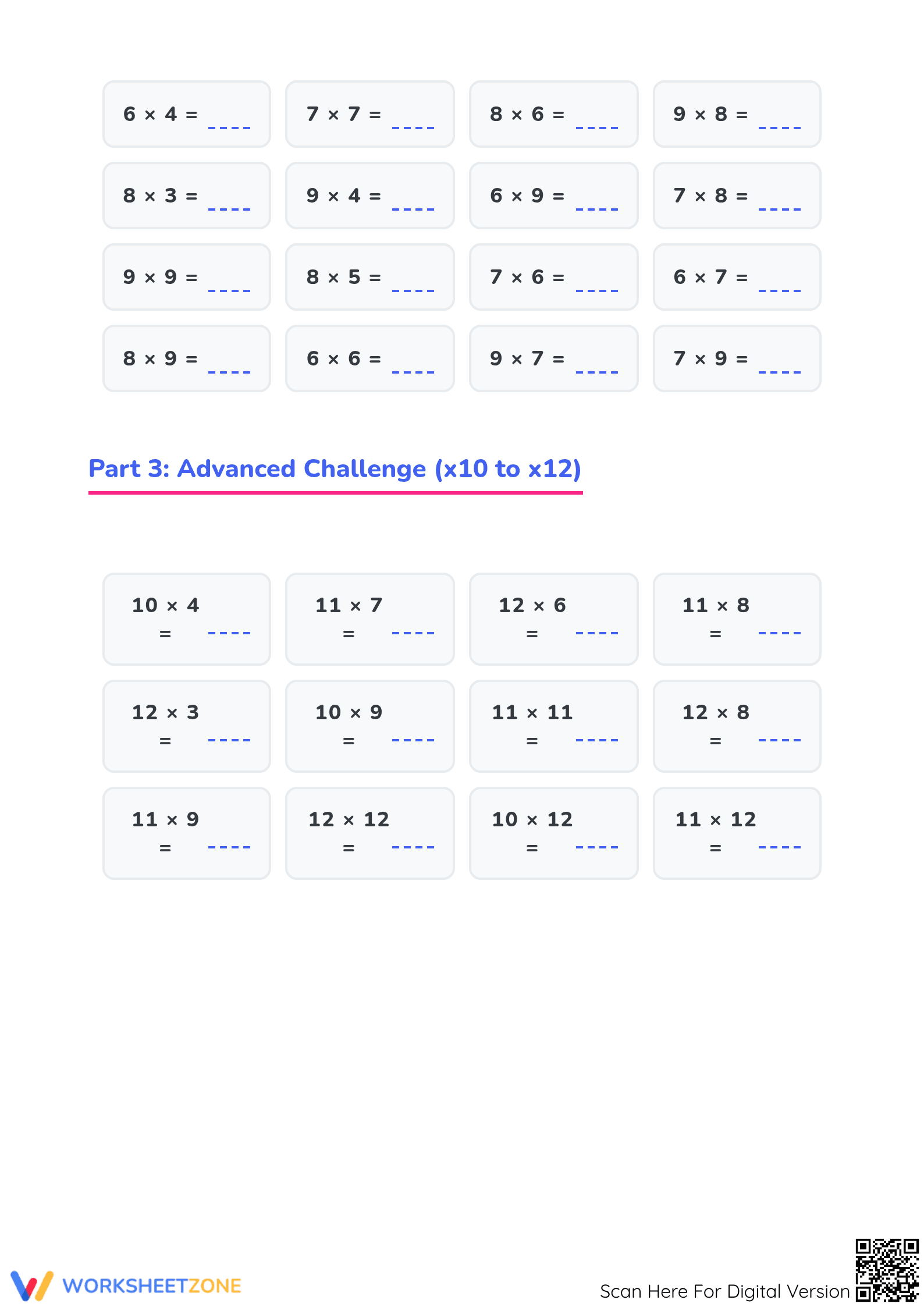 Printable Times Tables 12s Practice Worksheet | Grade 3 - Page 2