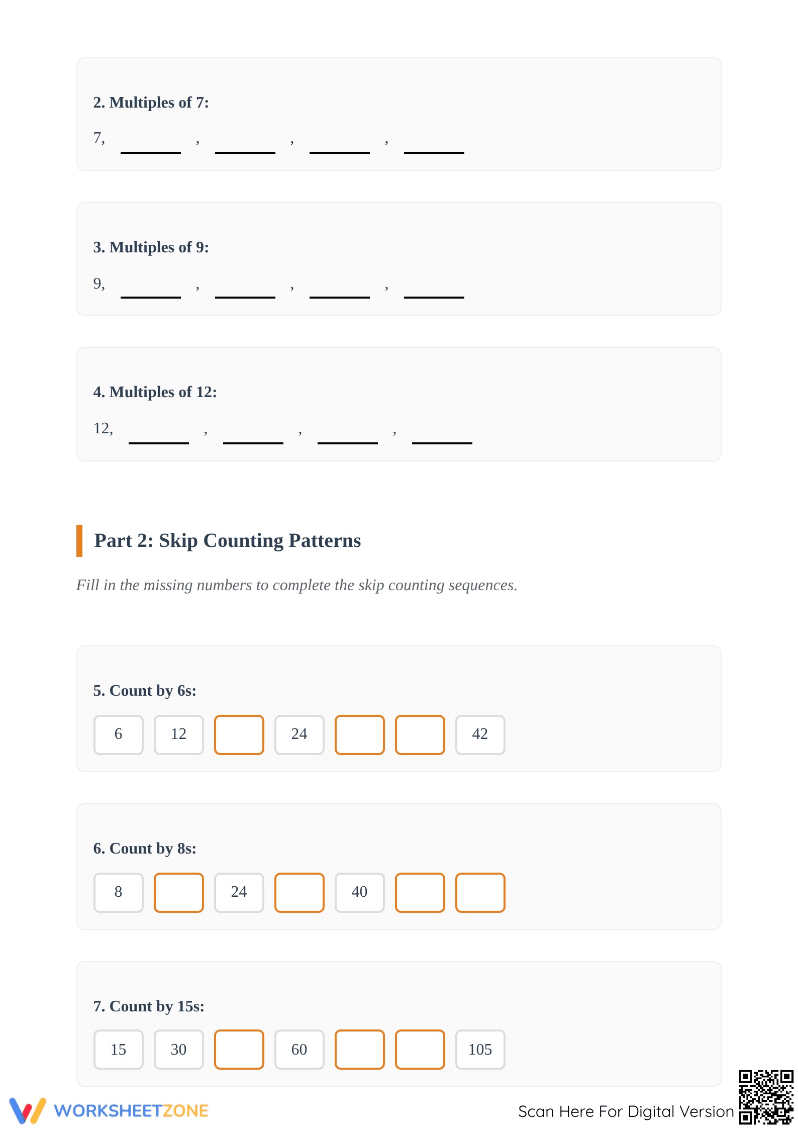 Essential Multiples & Skip Counting Worksheet | Grade 4 - Page 2
