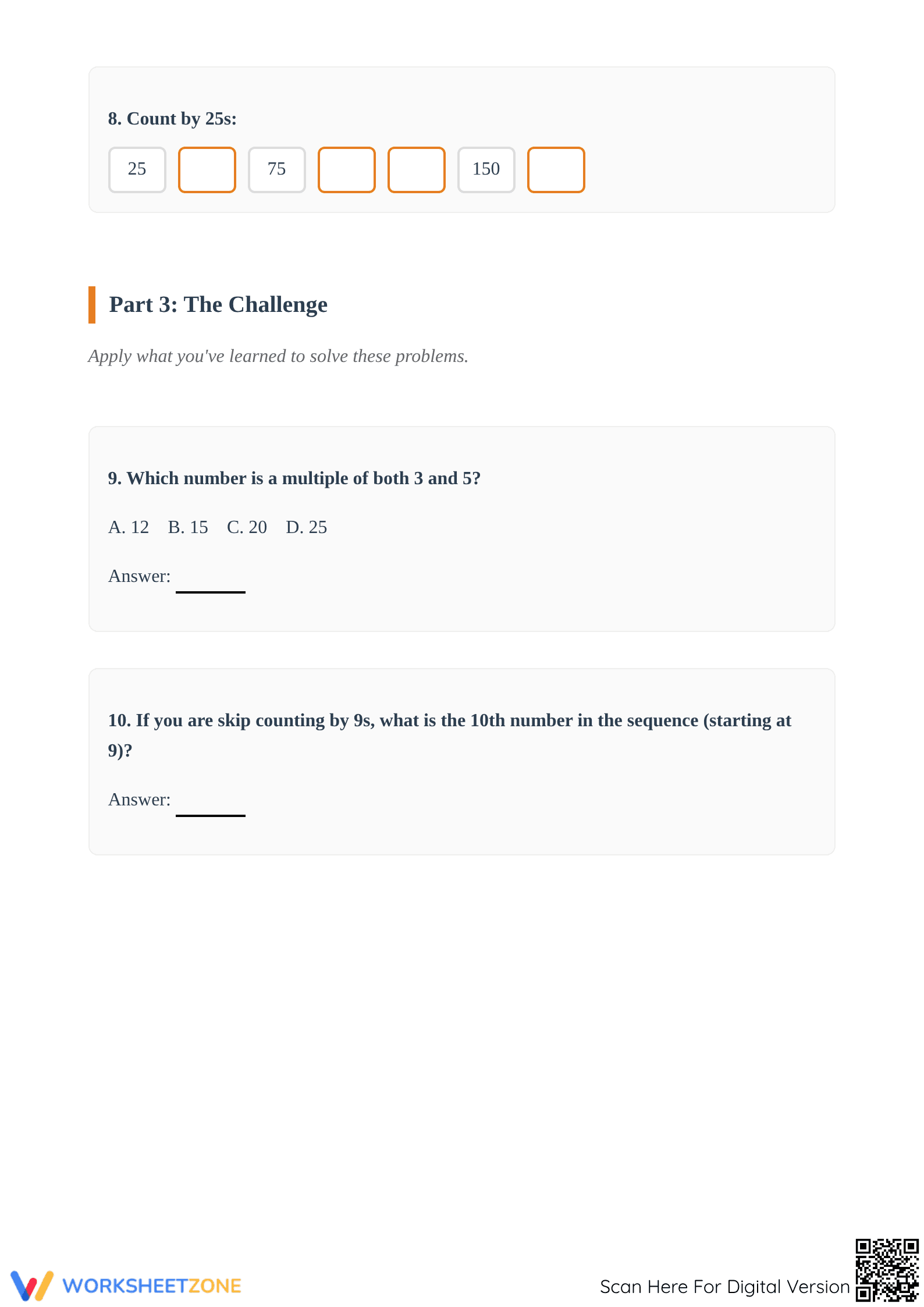 Essential Multiples & Skip Counting Worksheet | Grade 4 - Page 3