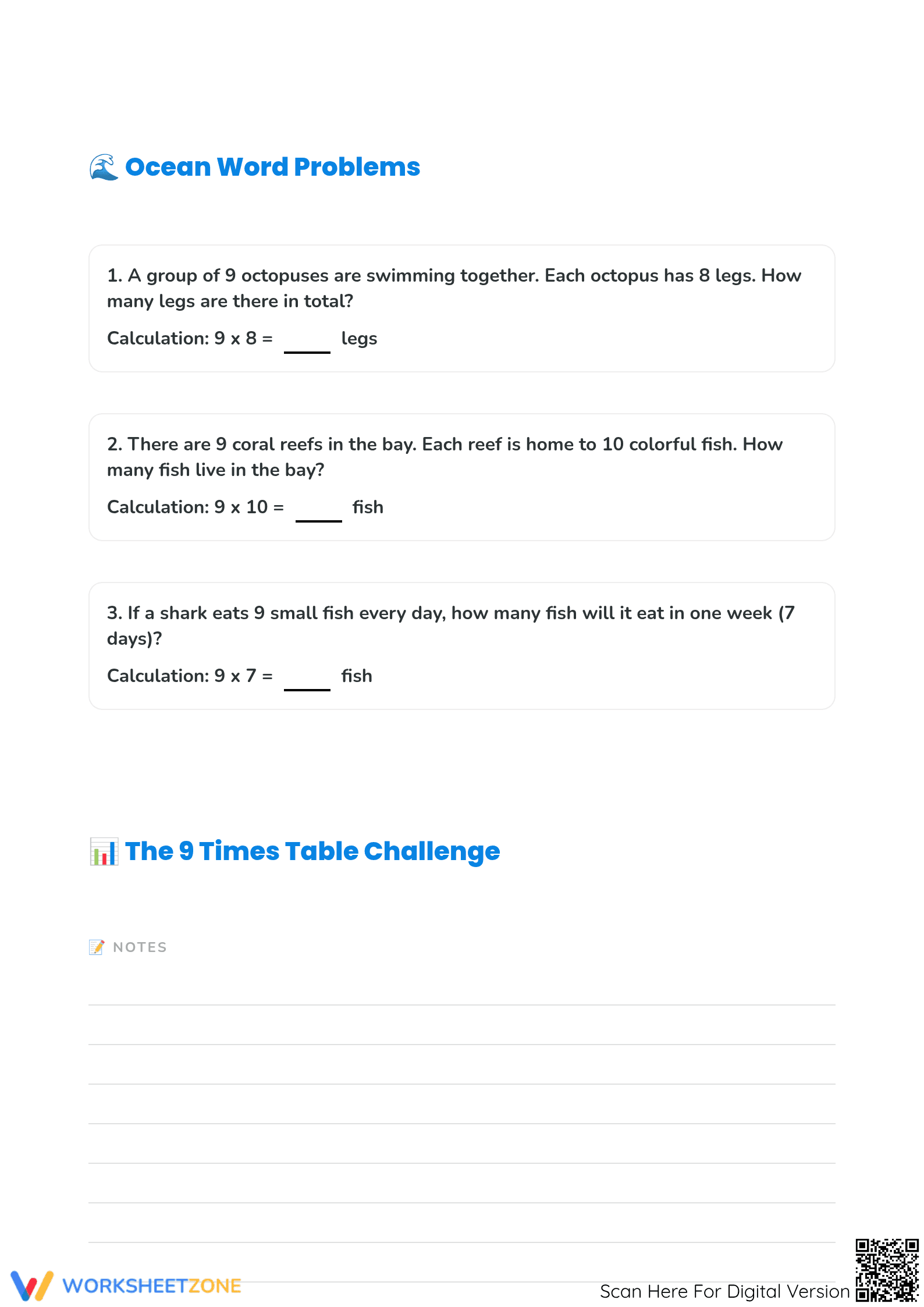 Multiply by 9 Worksheet | Printable Grade 3 Multiplication - Page 2