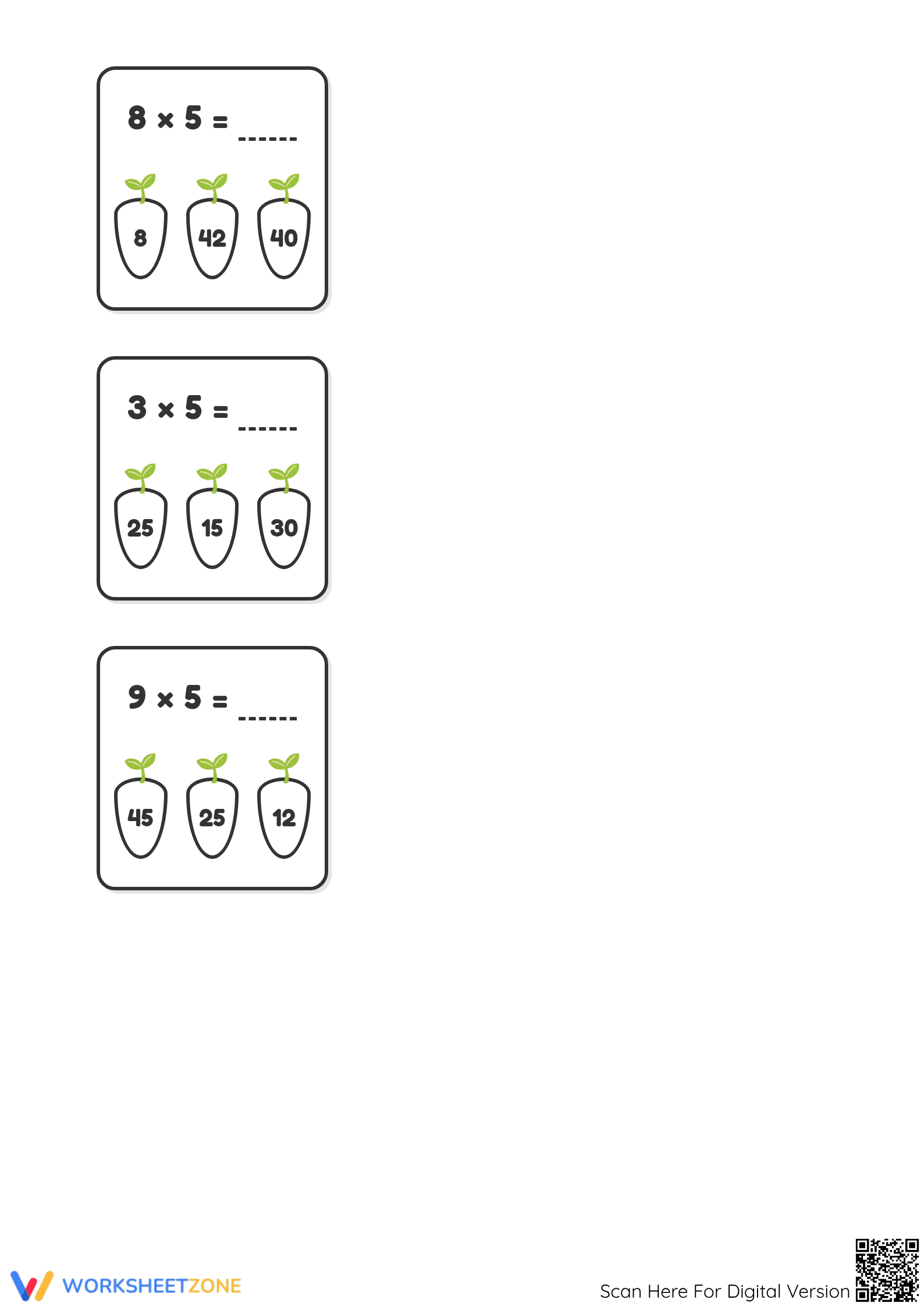 Essential Multiply by 5 Worksheet | Grade 3 Math - Page 2