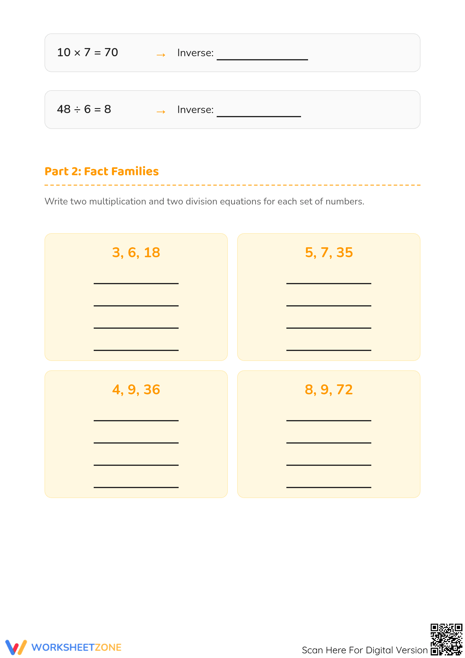 Printable Inverse Operations Worksheet | Grade 3 Math - Page 2