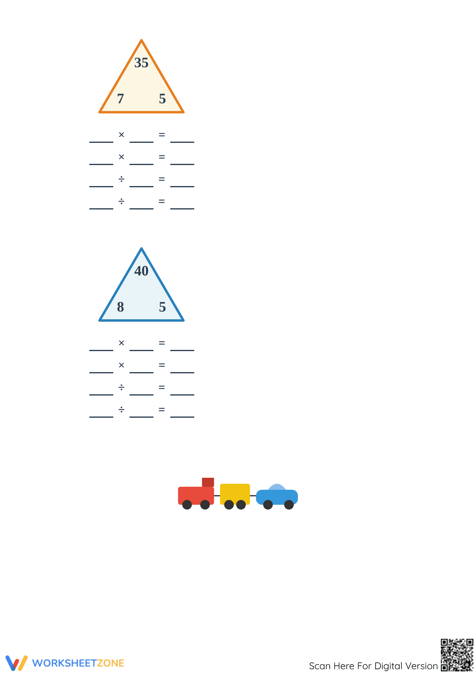 Printable Fact Families Worksheet | Grade 3 Math - Page 3