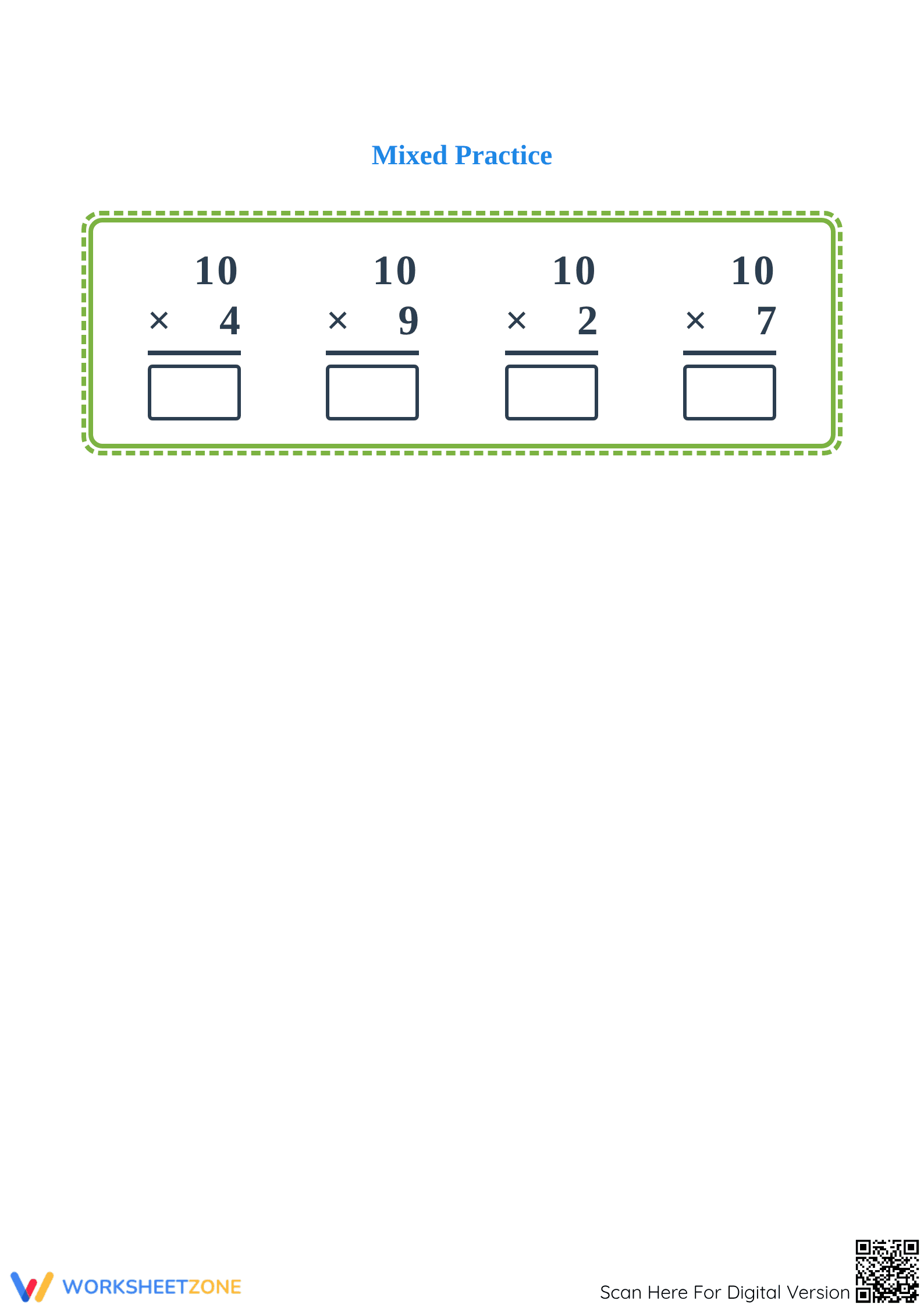 Printable 10s Times Tables Worksheet: Grade 3 Math Fluency - Page 2