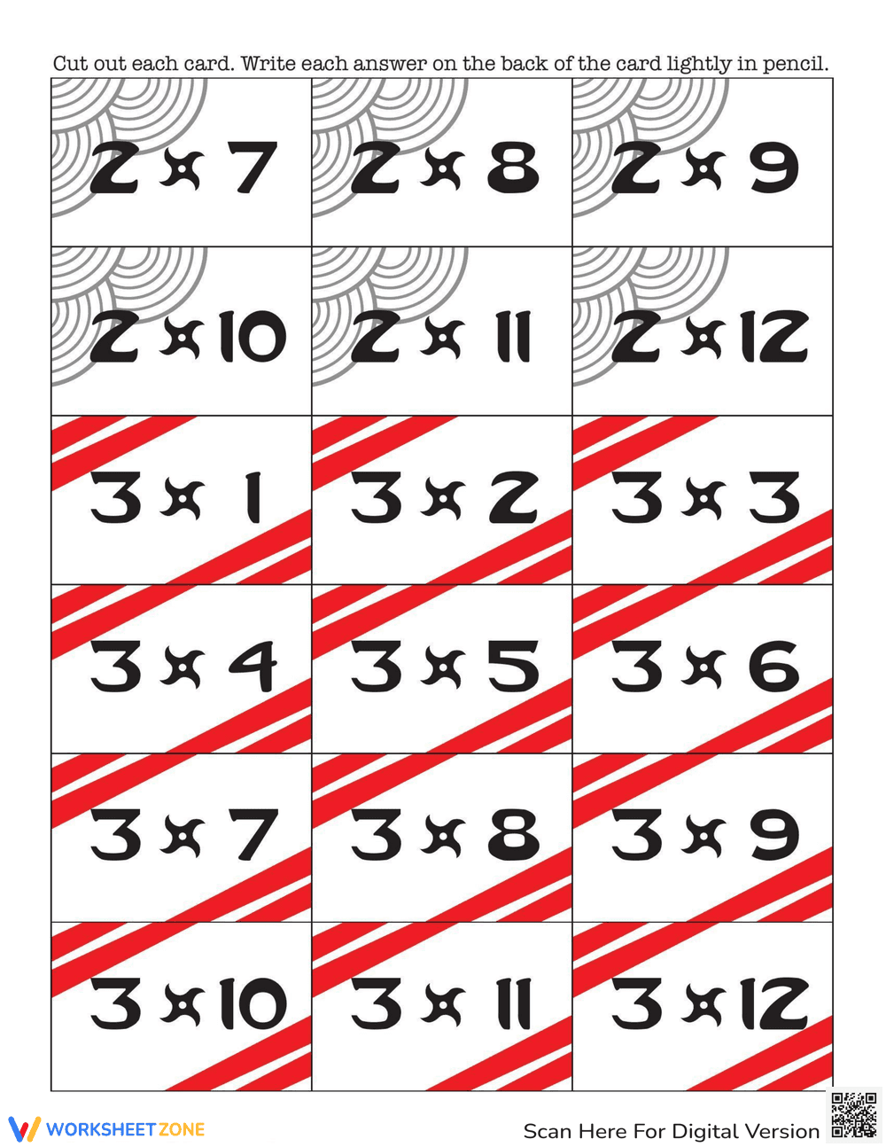 Multiplication Flash Cards Set - Page 2