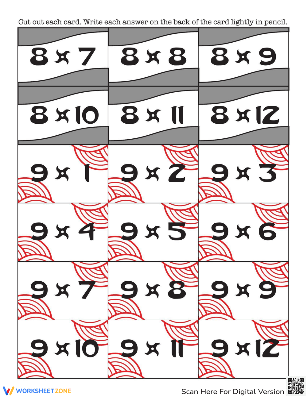 Multiplication Flash Cards Set - Page 6
