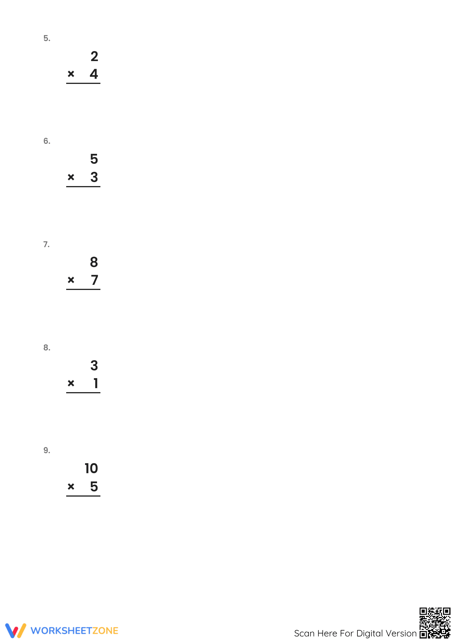 Printable 3.OA.C.7 Worksheet: Multiplication Facts Check-Up - Page 2