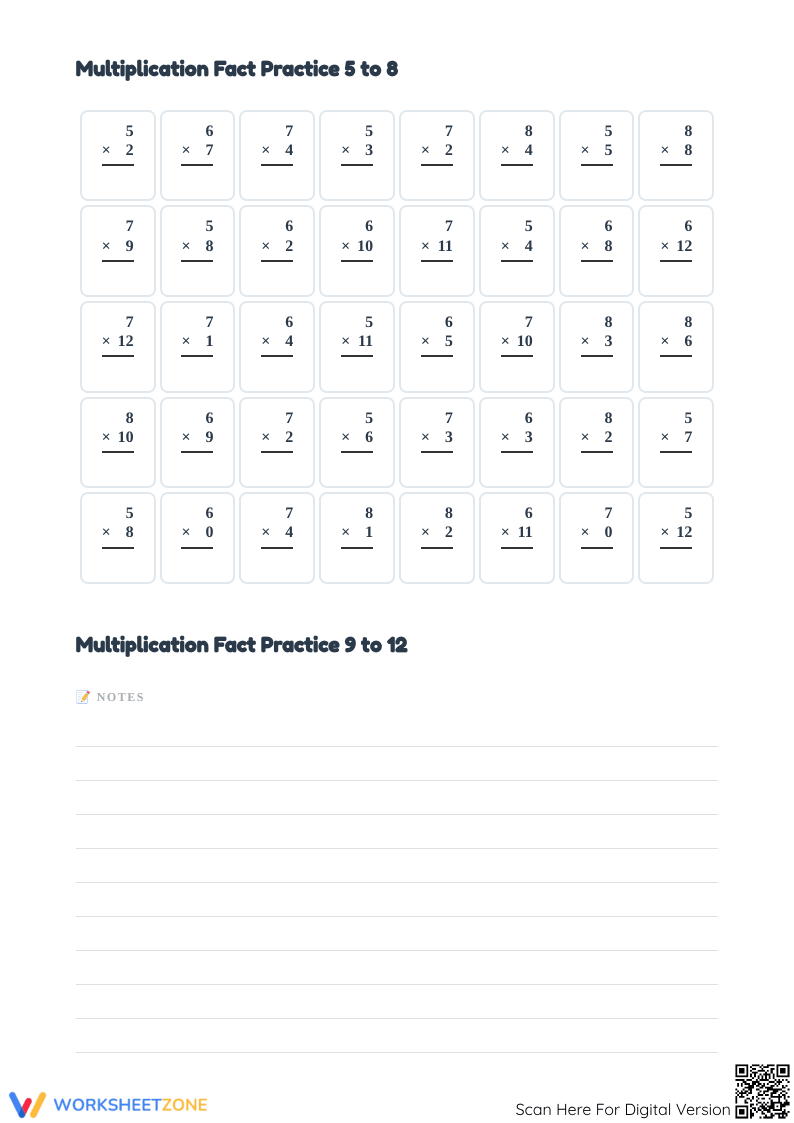 Hooray for Arrays: Printable Multiplication Fact Practice - Page 2