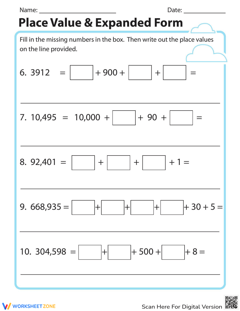 Place Value and Expanded Form Worksheet - Page 2