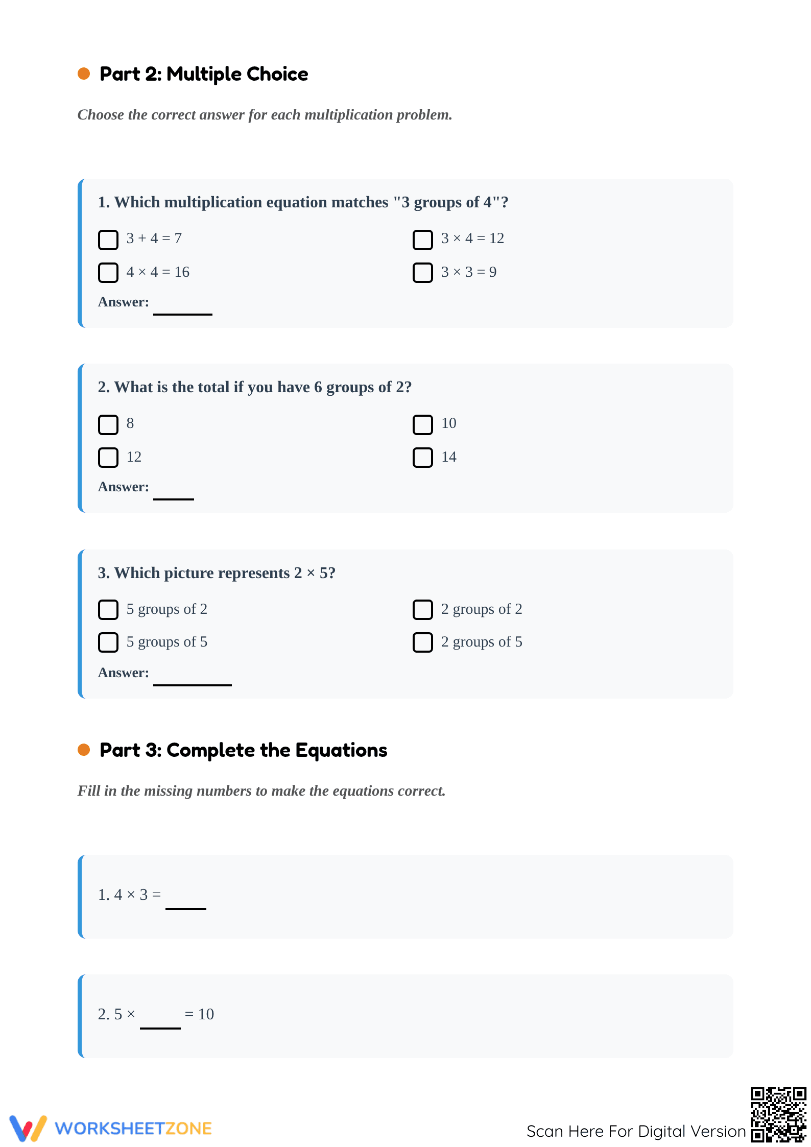 Essential Multiplication Equation Match Worksheet | Grade 3 - Page 2