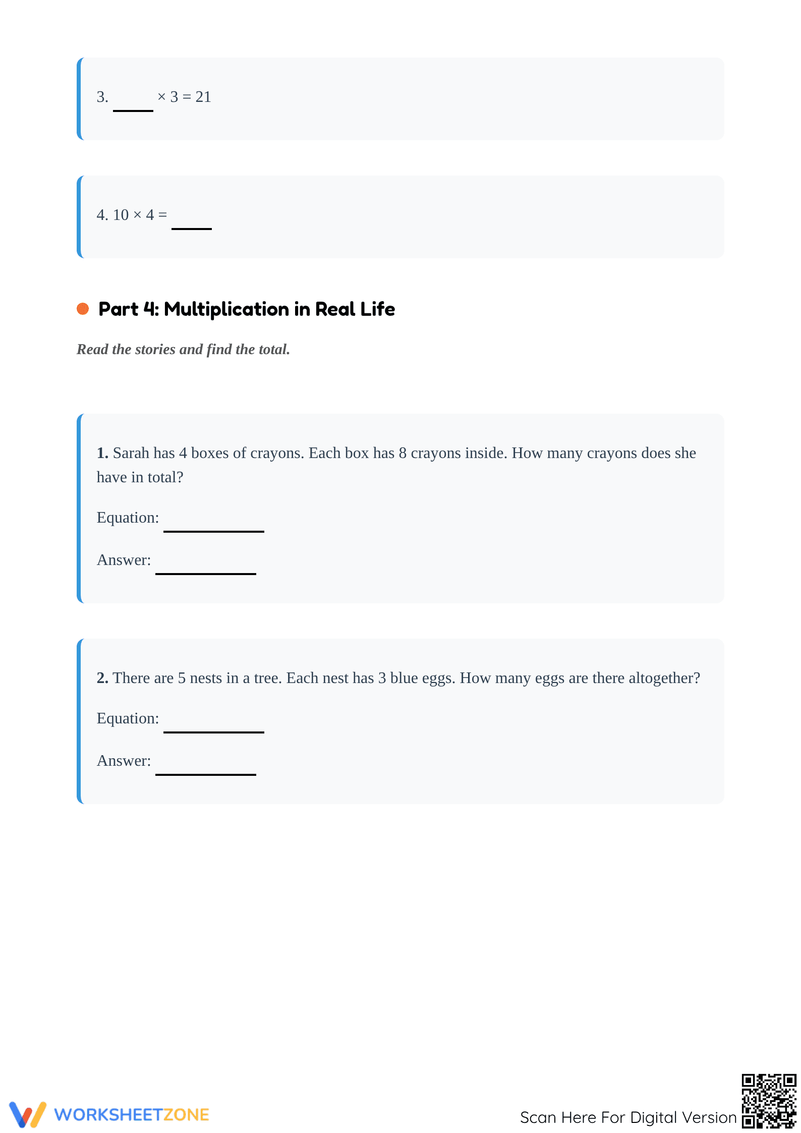 Essential Multiplication Equation Match Worksheet | Grade 3 - Page 3