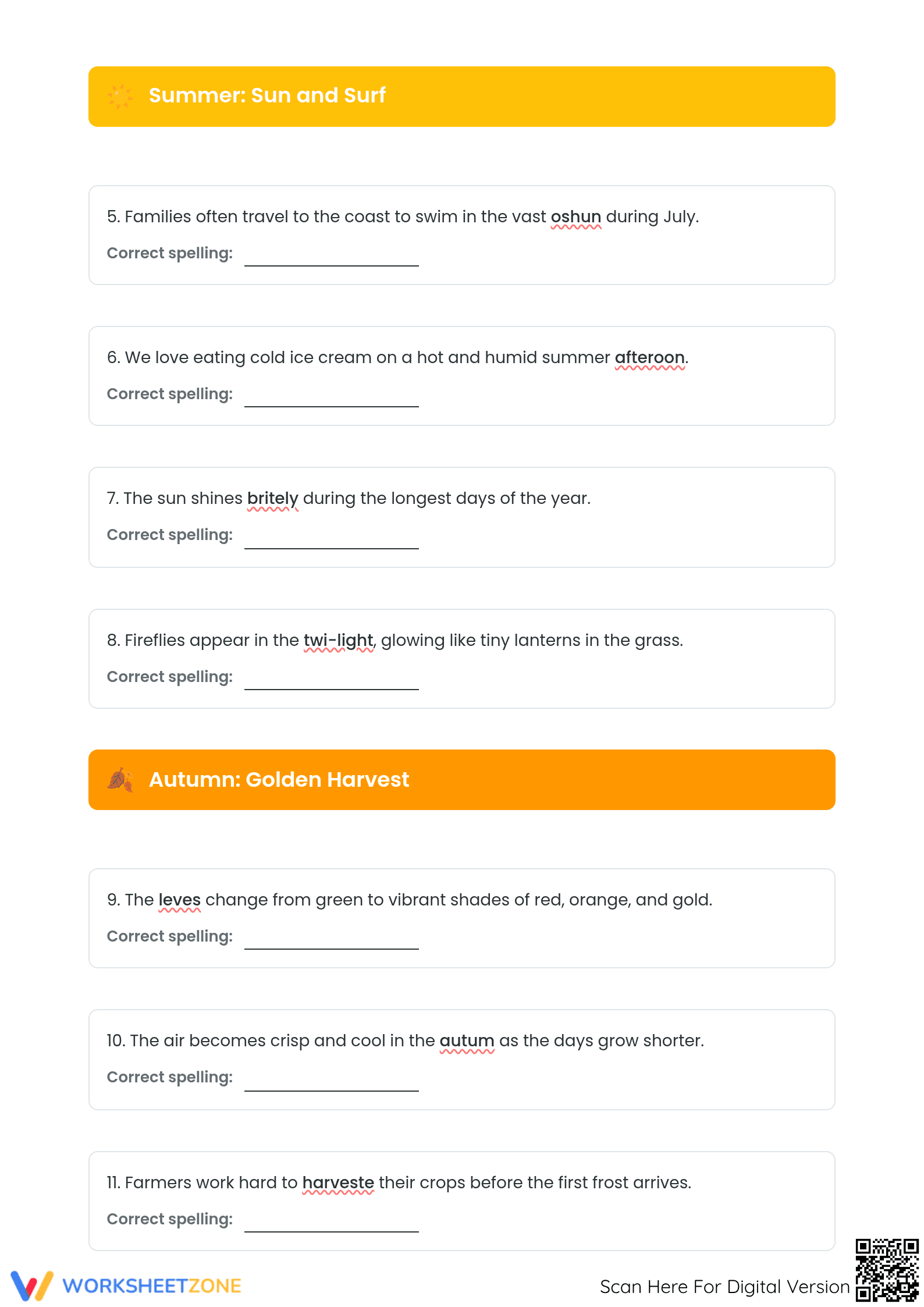 Correct Spelling Errors Worksheet | Grade 6 Essential - Page 2